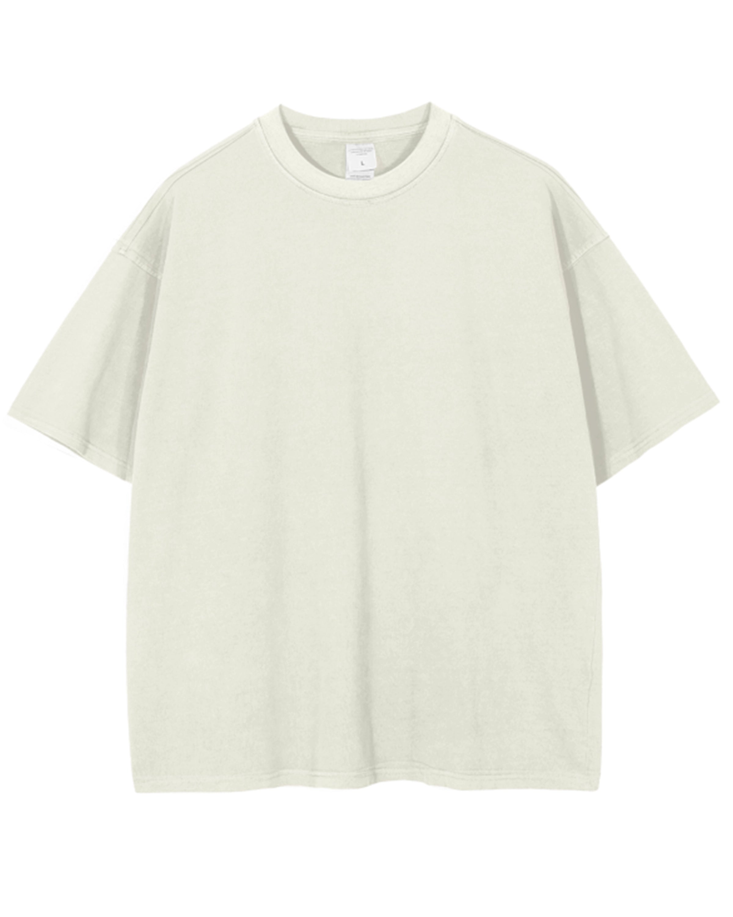 Apricot Color Streetwear Enzyme Washed Drop Shoulder T-Shirt Front Mockup - Hanggerrz