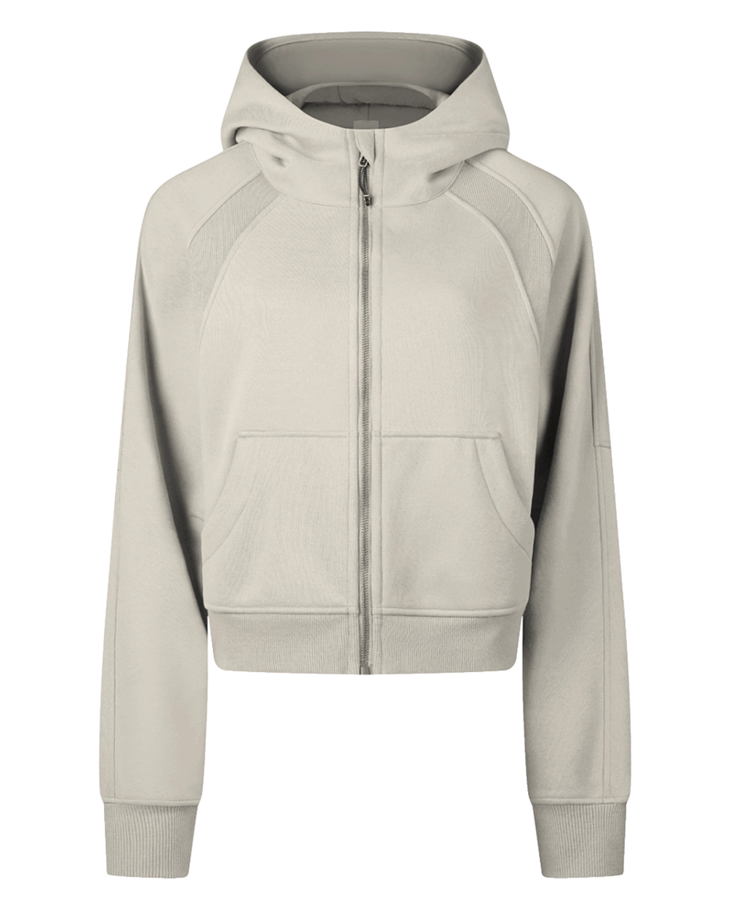 Apricot Women's Zip-Through Cropped Hoodie Front Mockup - Hanggerrz