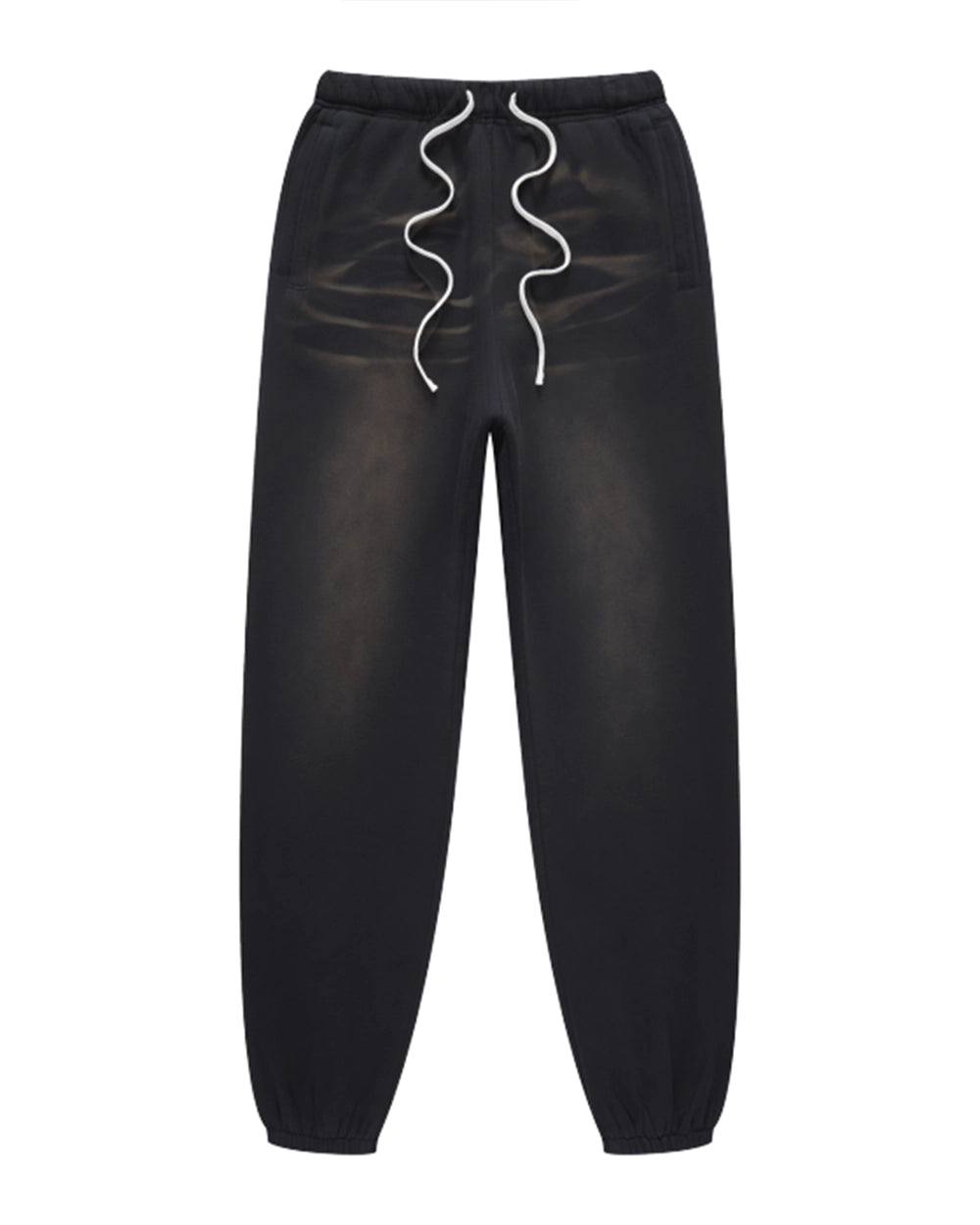 Black Streetwear Sunfade Fleeced Jogger Front Mockup - Hanggerrz