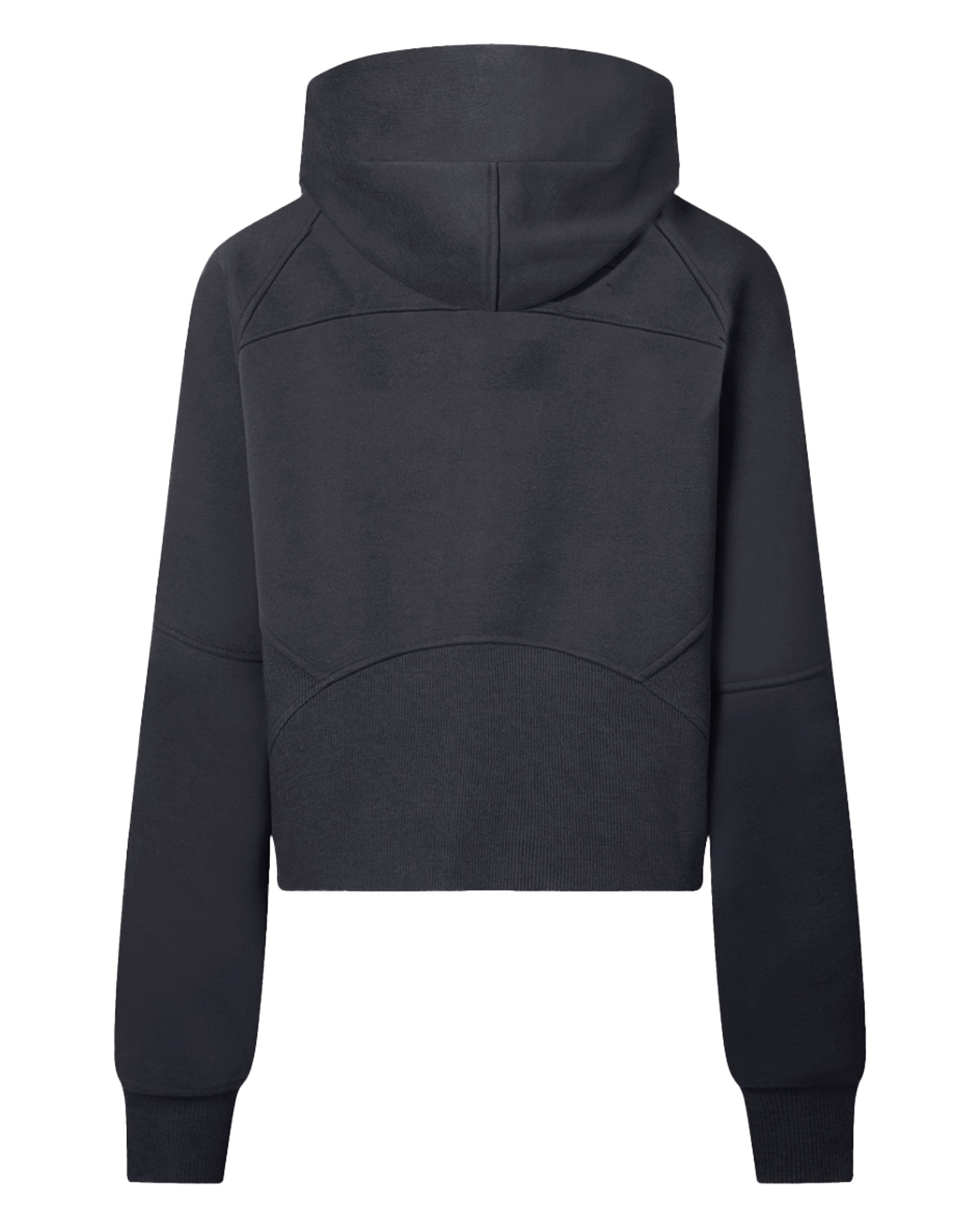 Black Women's Half-Zip Cropped Hoodie Back Mockup - Hanggerrz