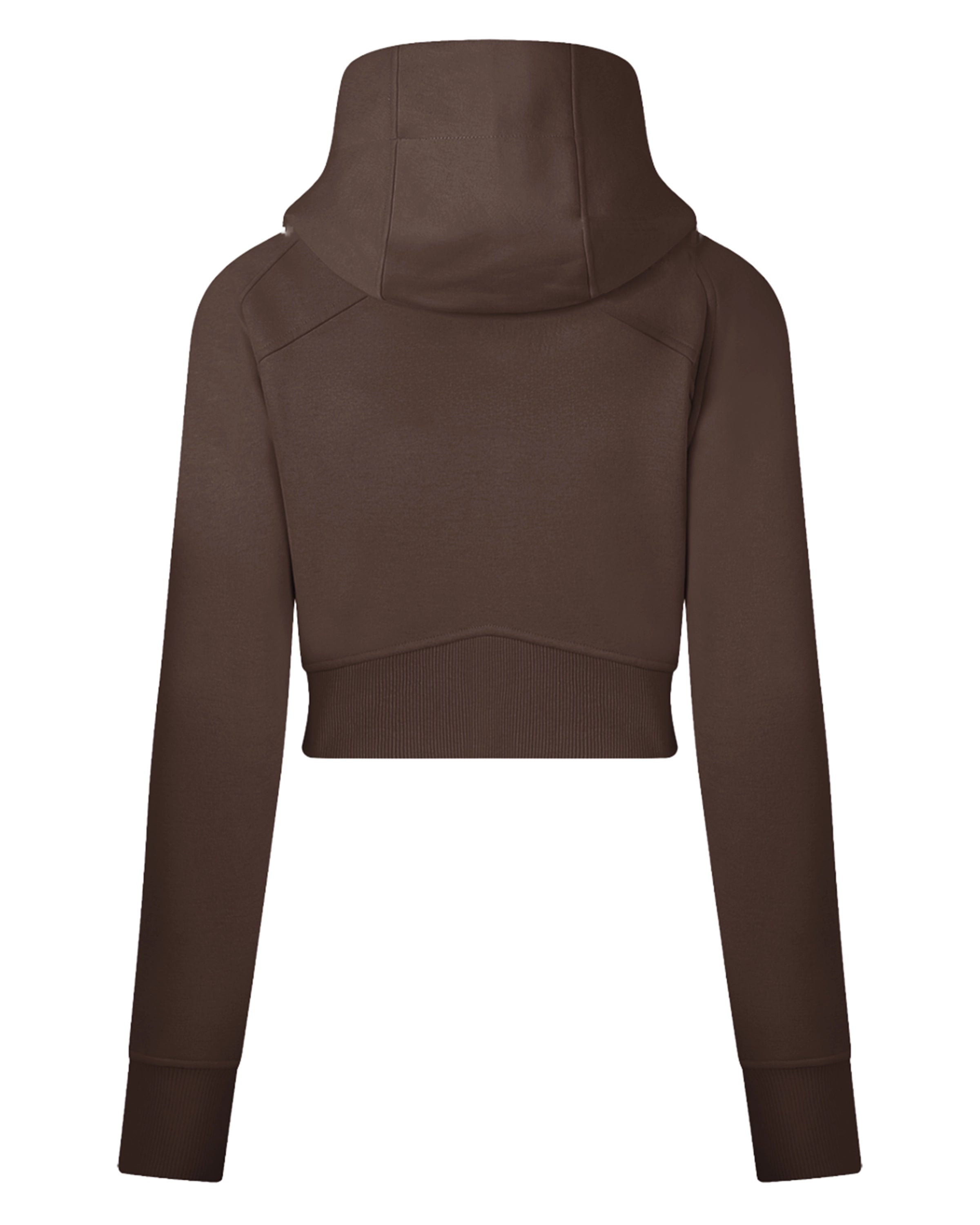 Coffee Cropped Zip-Through Hoodie For Women Back Mockup - Hanggerrz