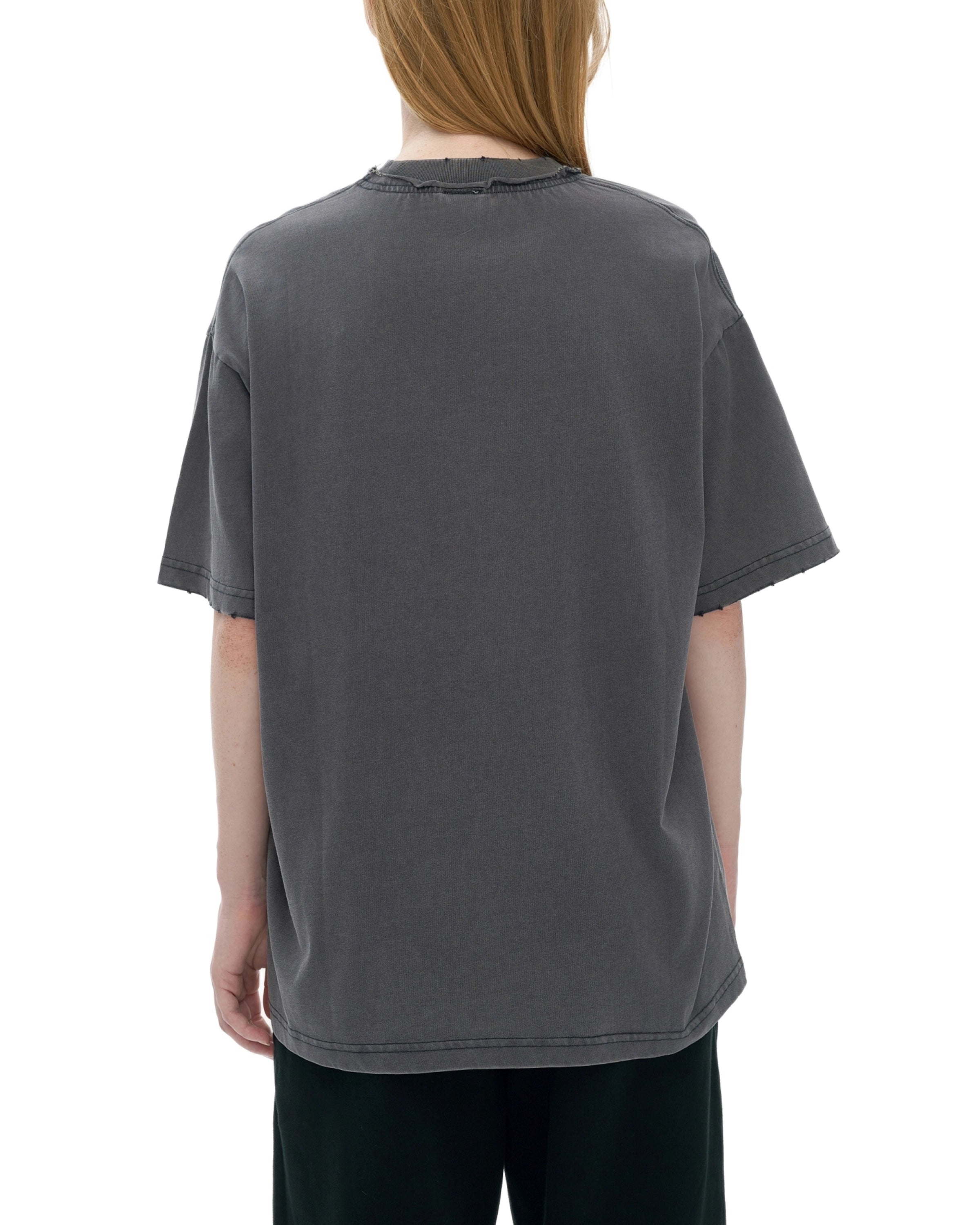 Double Neckline Scattered Edge Frayed Vintage Washed T-Shirt - Hanggerrz