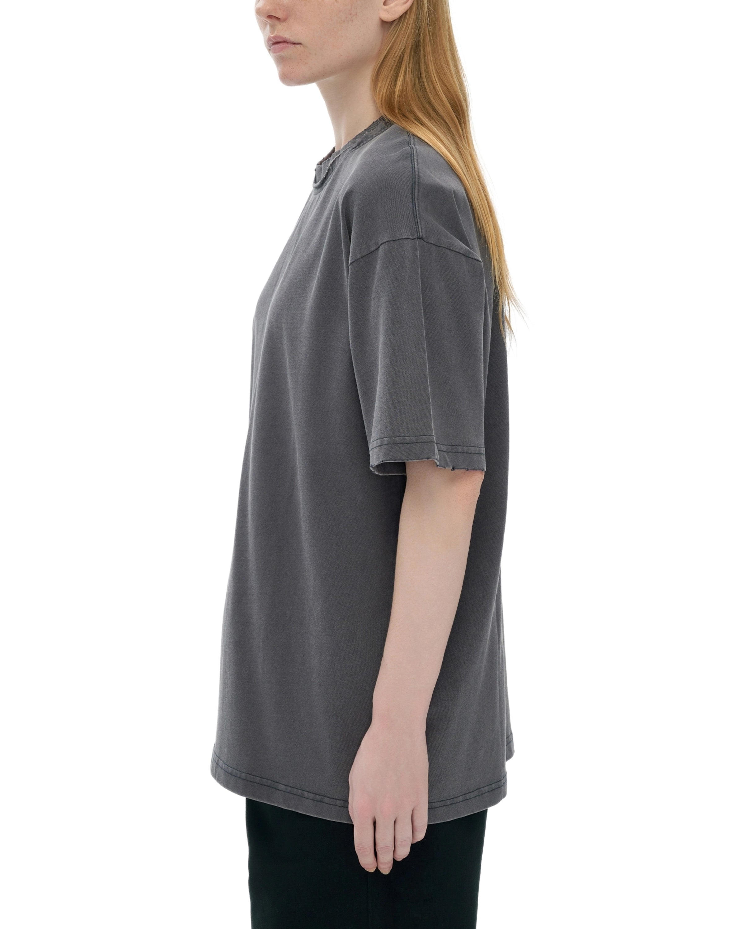 Double Neckline Scattered Edge Frayed Vintage Washed T-Shirt - Hanggerrz