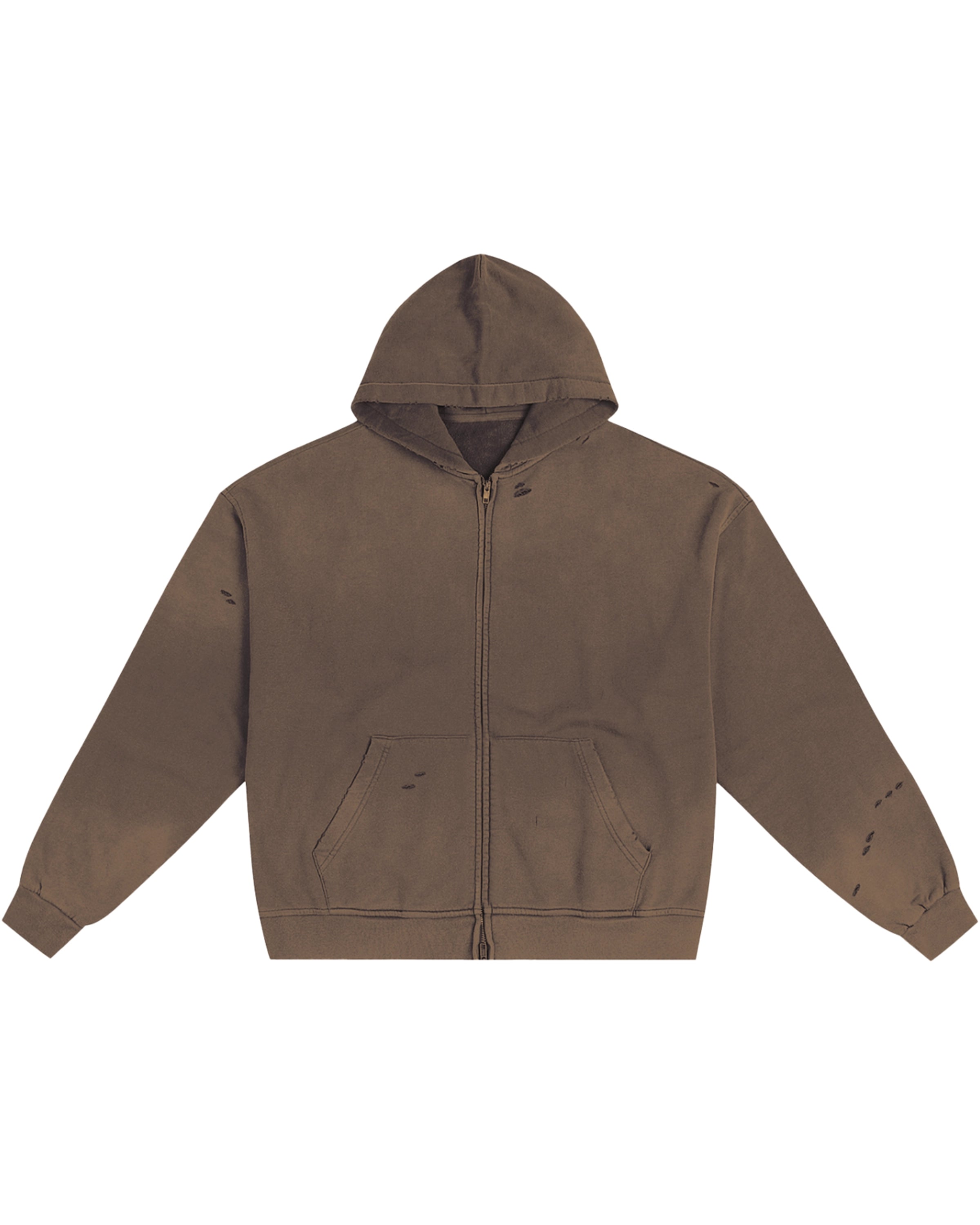 Dark Gray Hand-Frayed Sunfade Zip Hoodie Front Mockup - Hanggerrz
