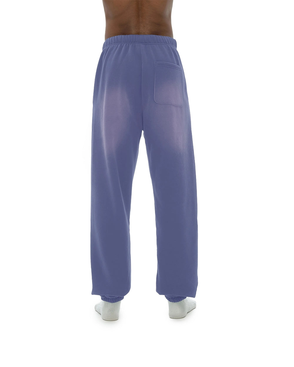 Denim Blue Streetwear Sunfade Fleeced Jogger Back View - Hanggerrz