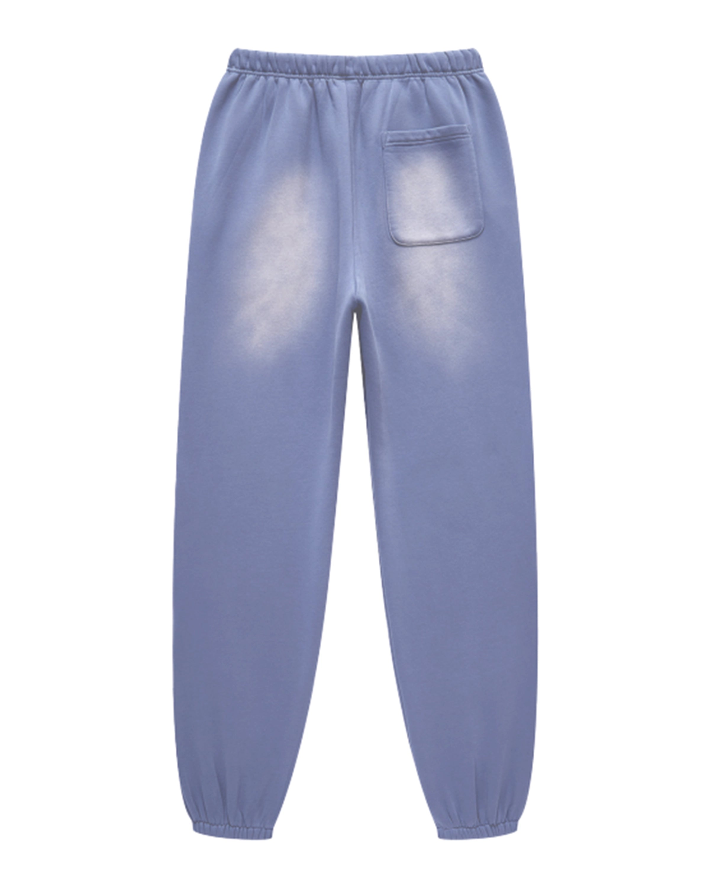 Denim Blue Streetwear Sunfade Fleeced Jogger Back Mockup - Hanggerrz