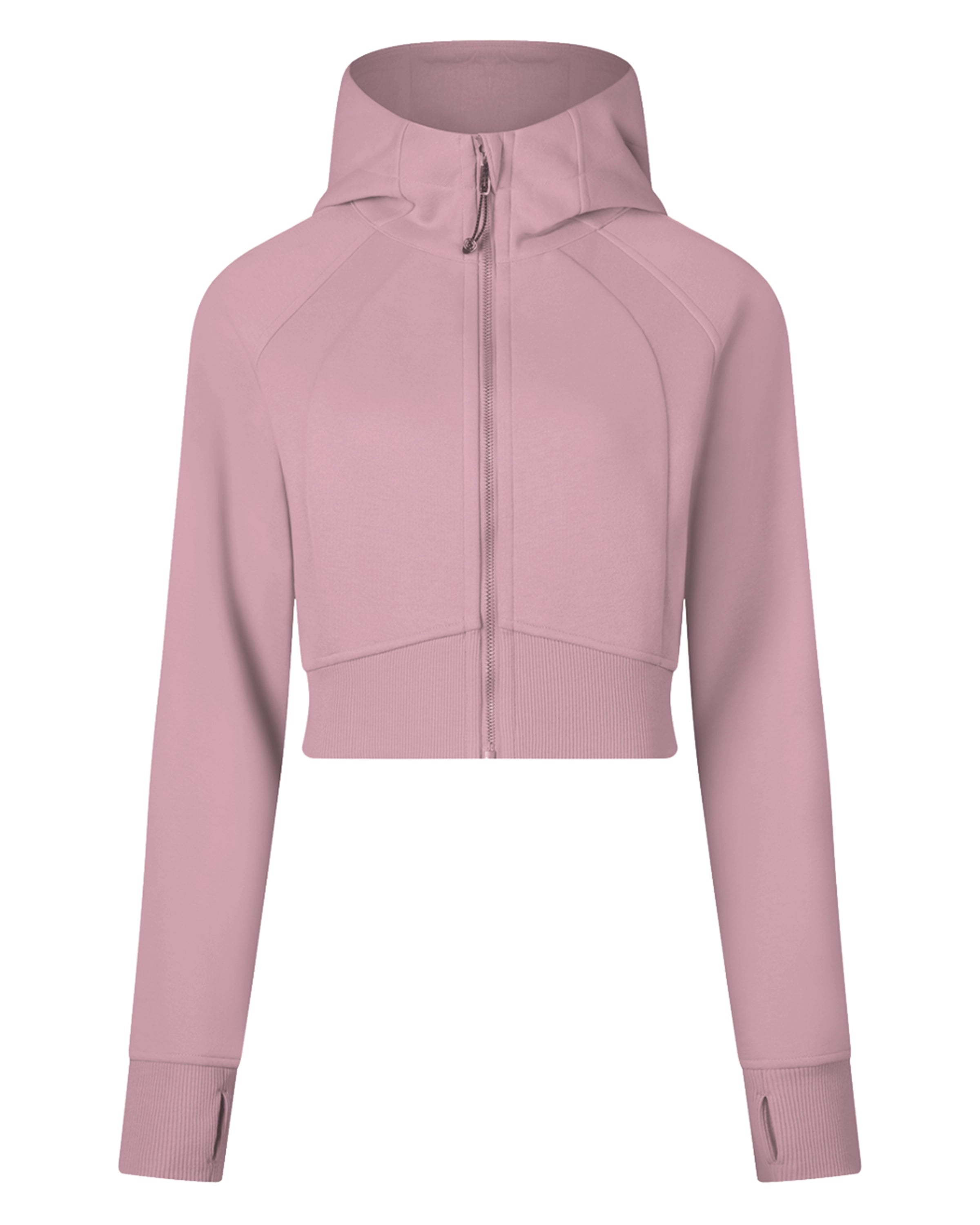 Pink Cropped Zip-Through Hoodie For Women Front Mockup - Hanggerrz