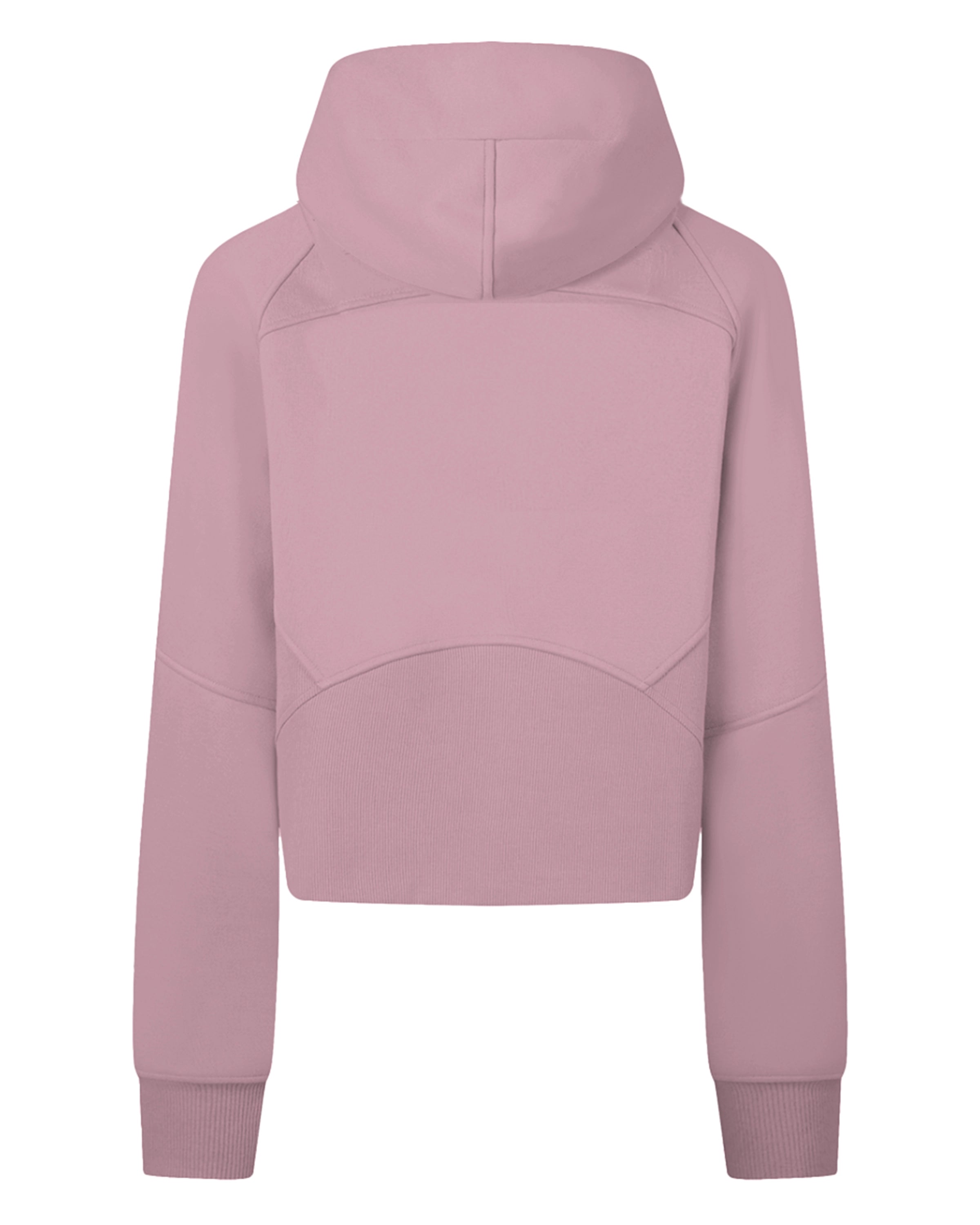 Pink Women's Zip-Through Cropped Hoodie Back Mockup - Hanggerrz