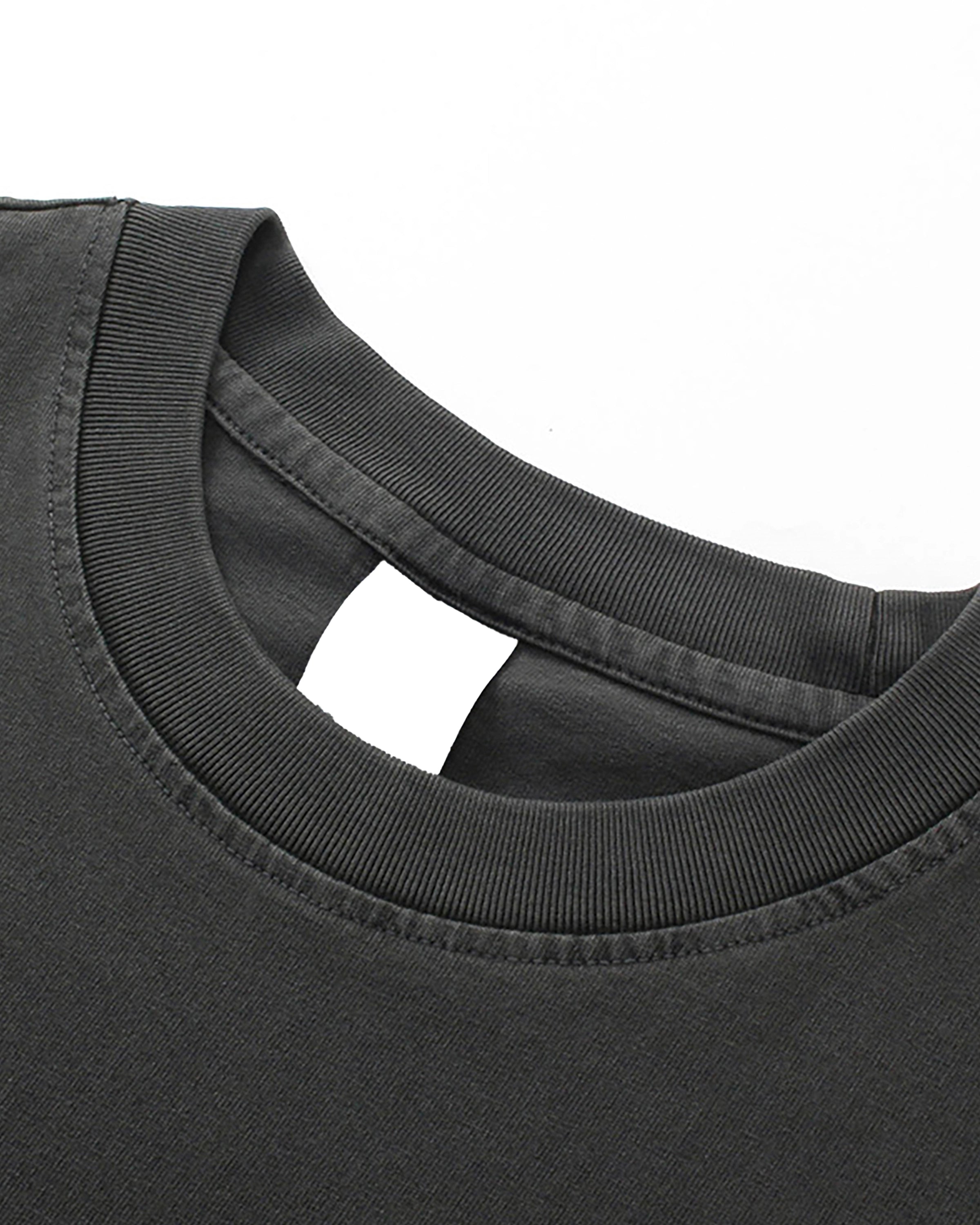 Streetwear Enzyme Washed Drop Shoulder T-Shirt Neck - Hanggerrz