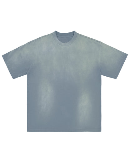 Monkey Washed Distressed Drop Shoulder Crew Neck T-Shirt