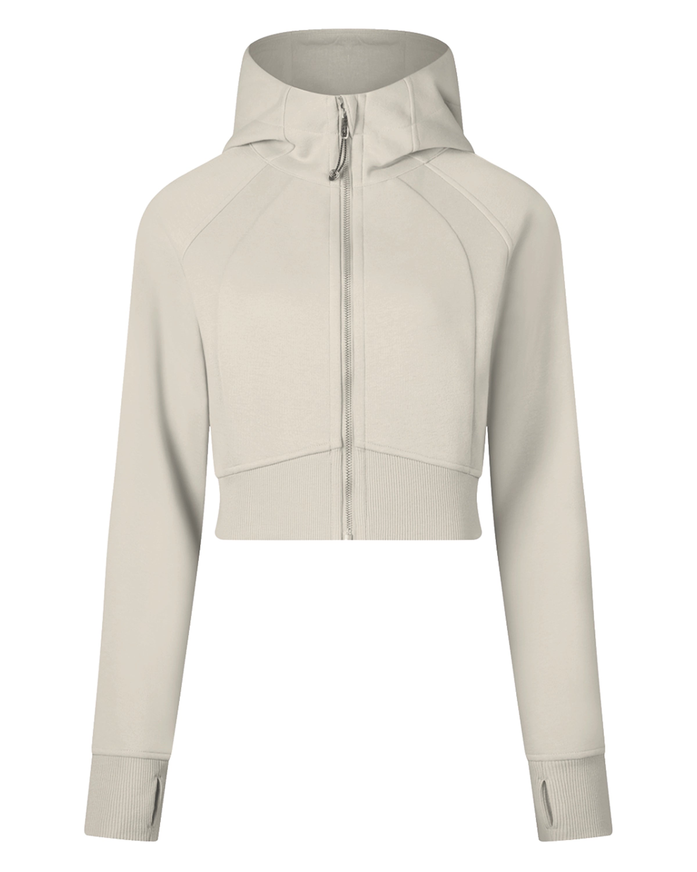 Apricot Cropped Zip-Through Hoodie For Women Front Mockup - Hanggerrz