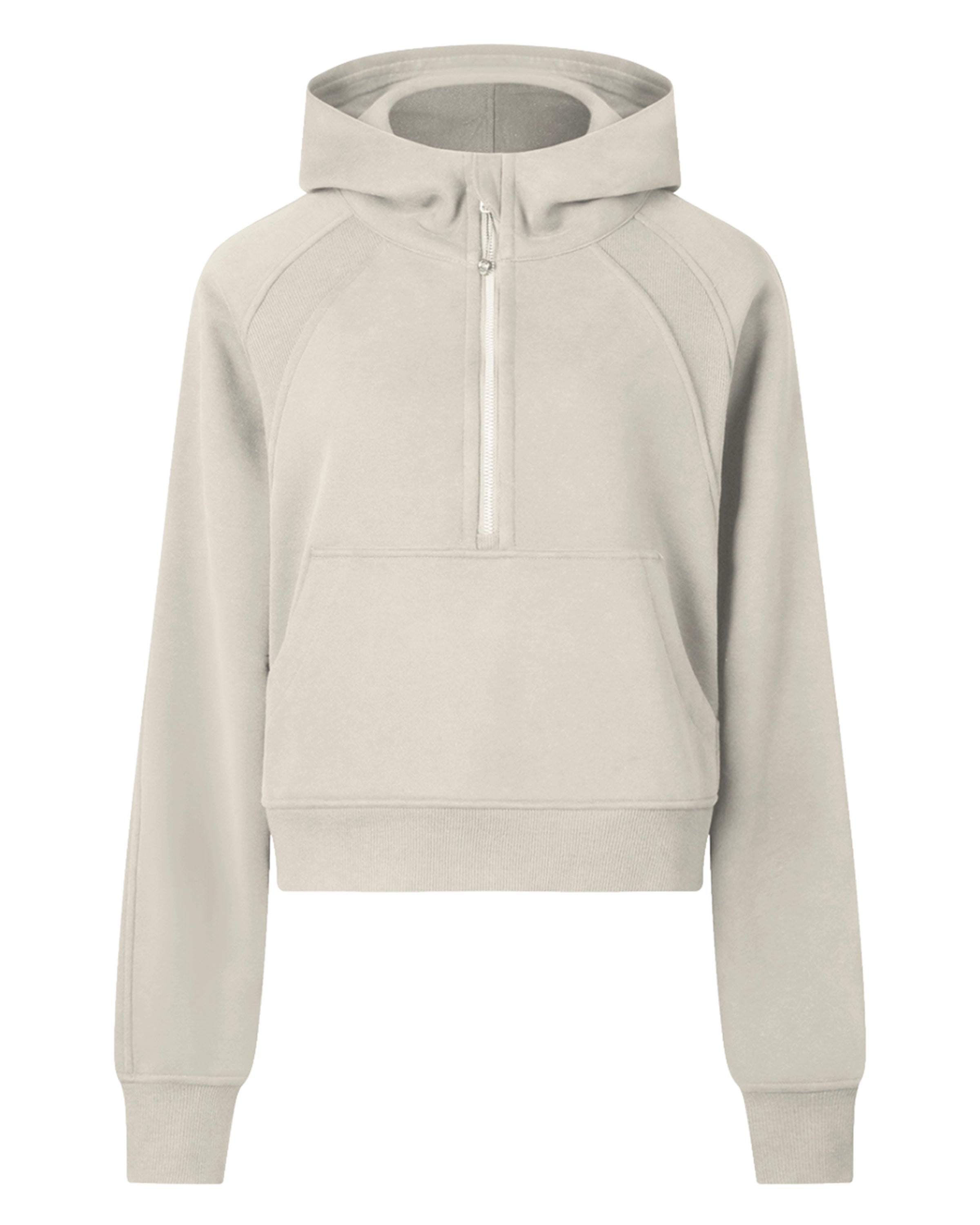 Apricot Women's Half-Zip Cropped Hoodie Front Mockup - Hanggerrz