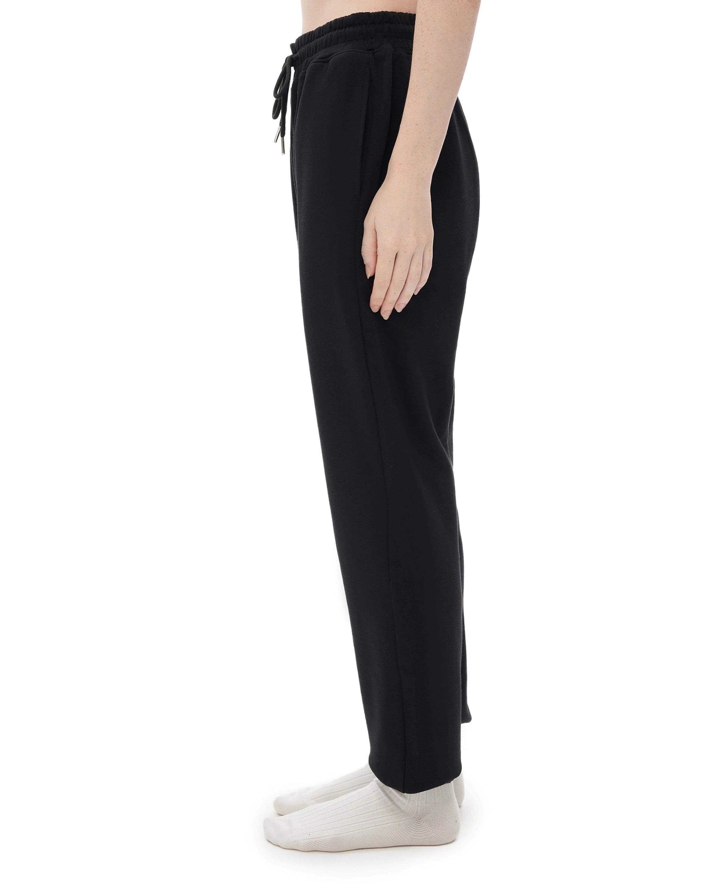 Black Elastic Waist Cotton Joggers Side Look - Hanggerrz