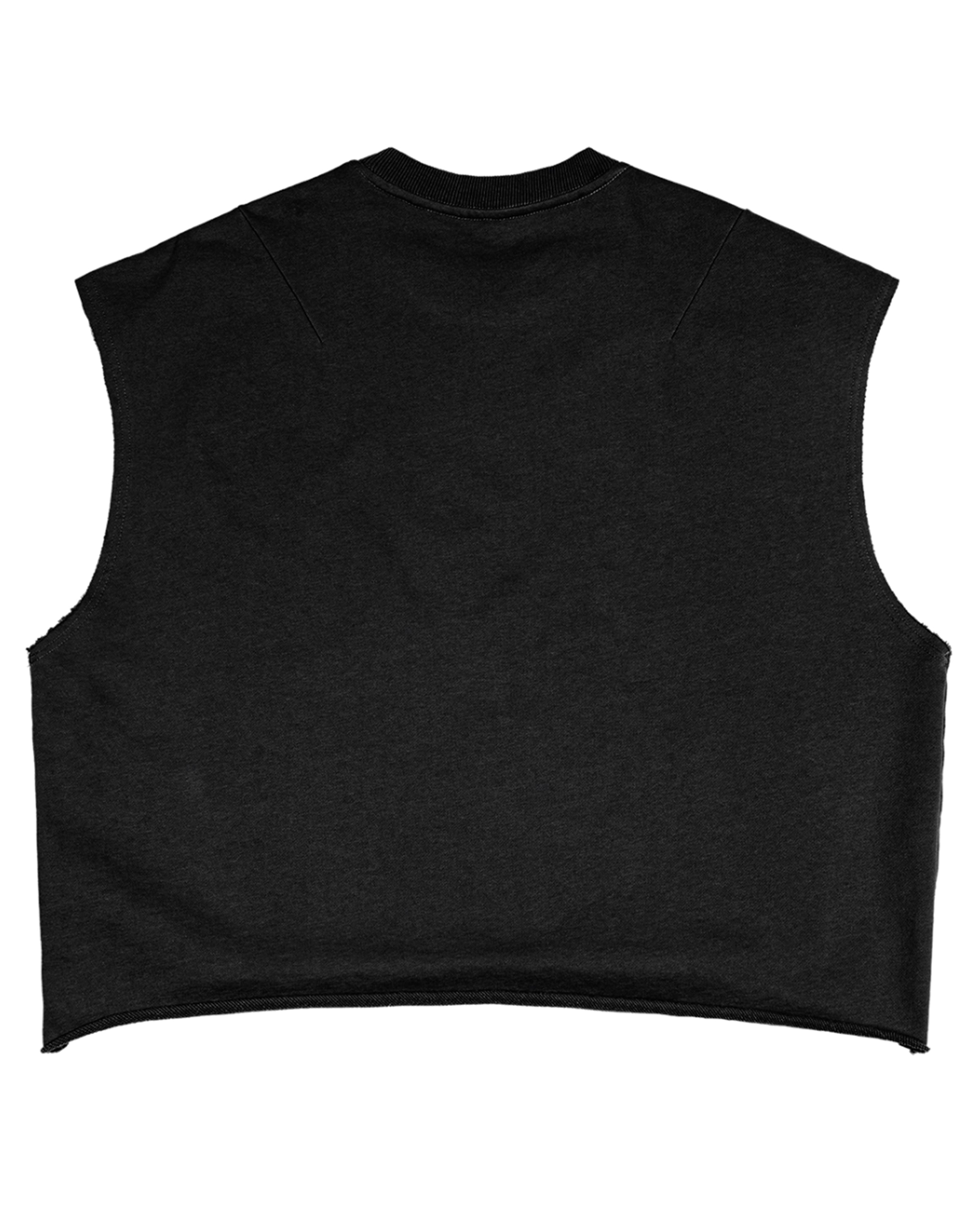 Black French Terry Streetwear Boxy Tank Top Back Mockup - Hanggerrz