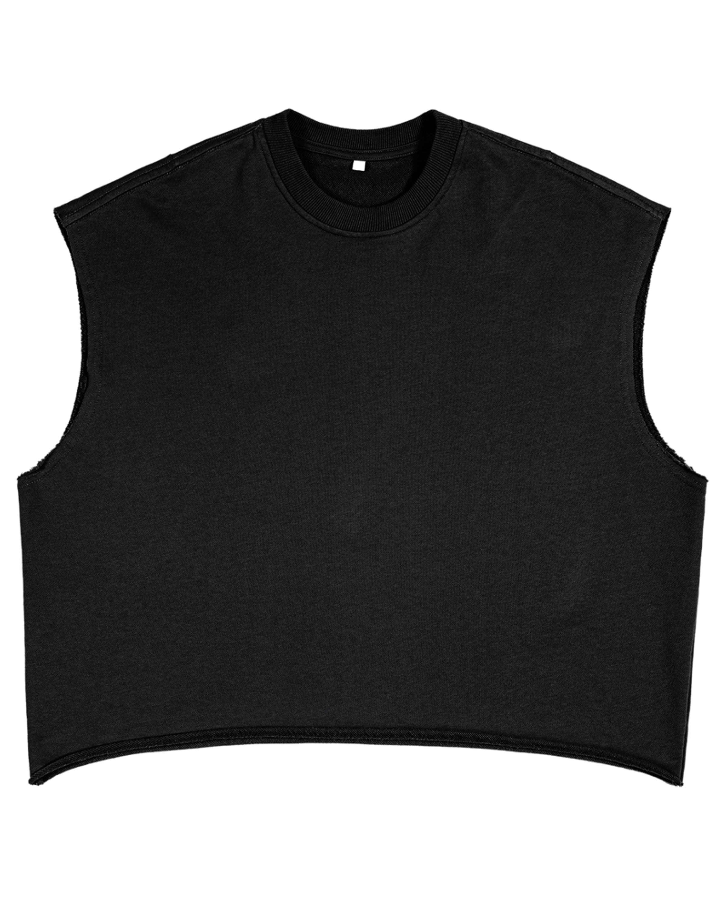 Black French Terry Streetwear Boxy Tank Top Front Mockup - Hanggerrz