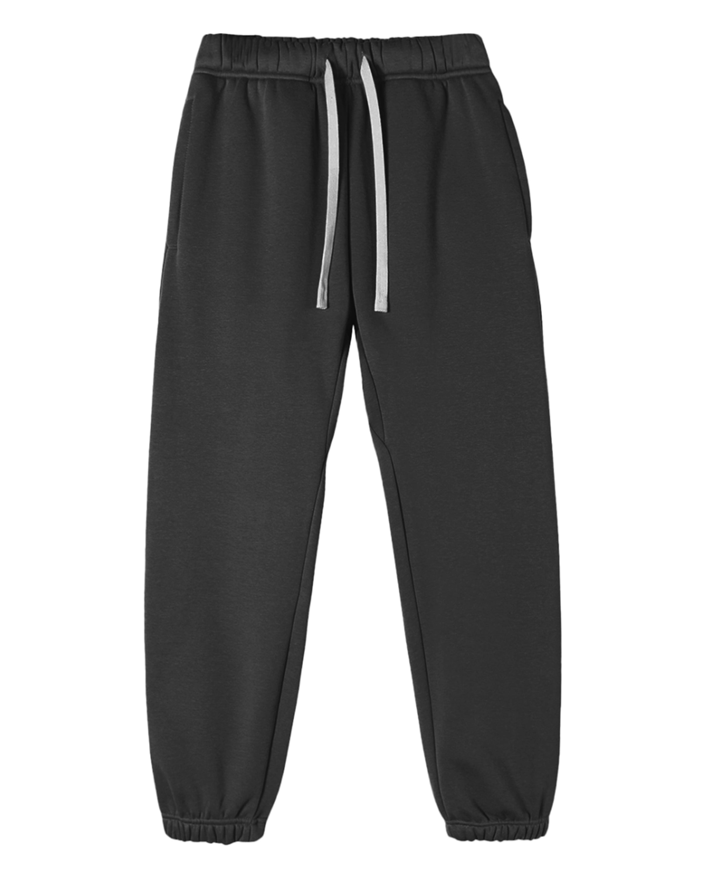 Black Streetwear Loose Fit Essential Joggers Front Mockup - Hanggerrz 