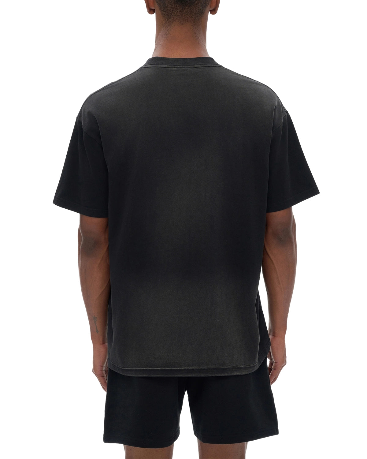 Black Streetwear Sunfade Drop Shoulder T-Shirt Back - Hanggerrz