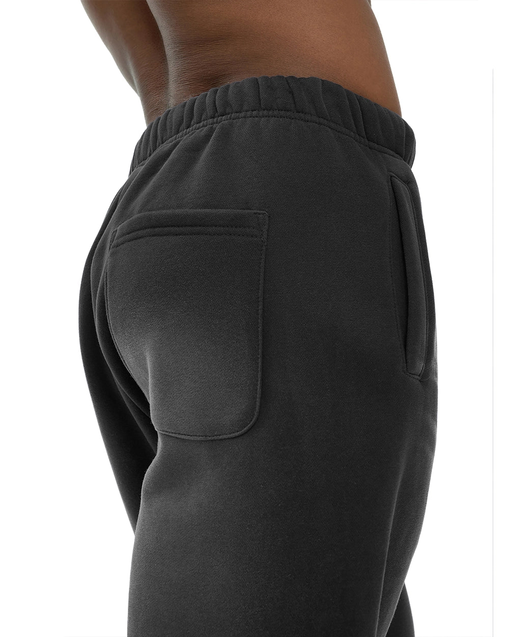 Back CLose Look of Black Streetwear Sunfade Fleeced Jogger - Hanggerrz