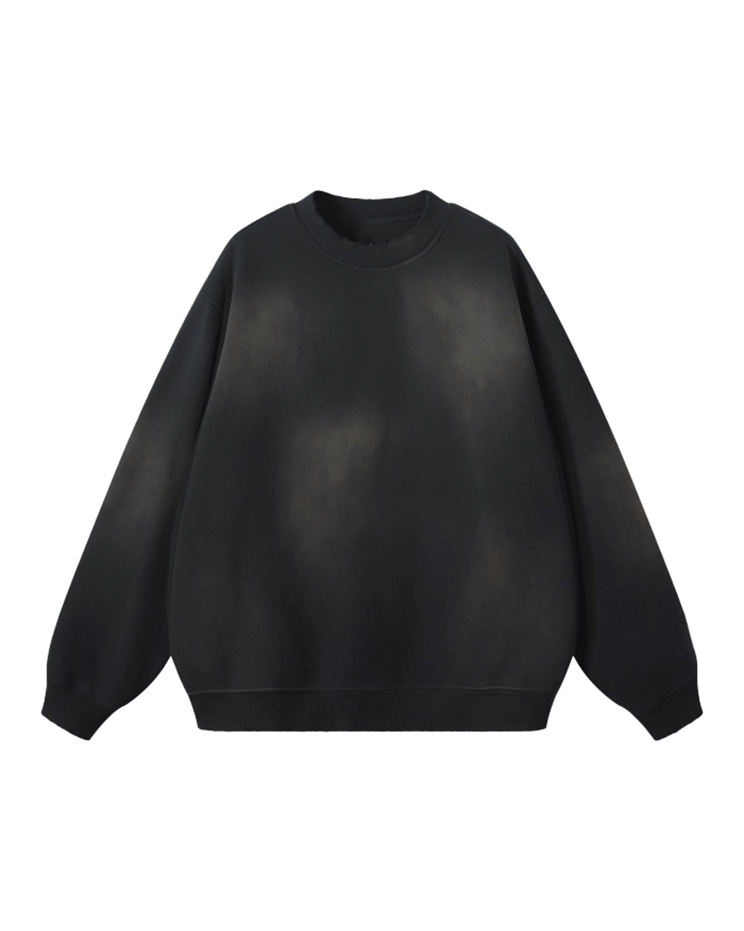 Black Streetwear Sunfade Fleeced Sweatshirt Front Mockup - Hanggerrz