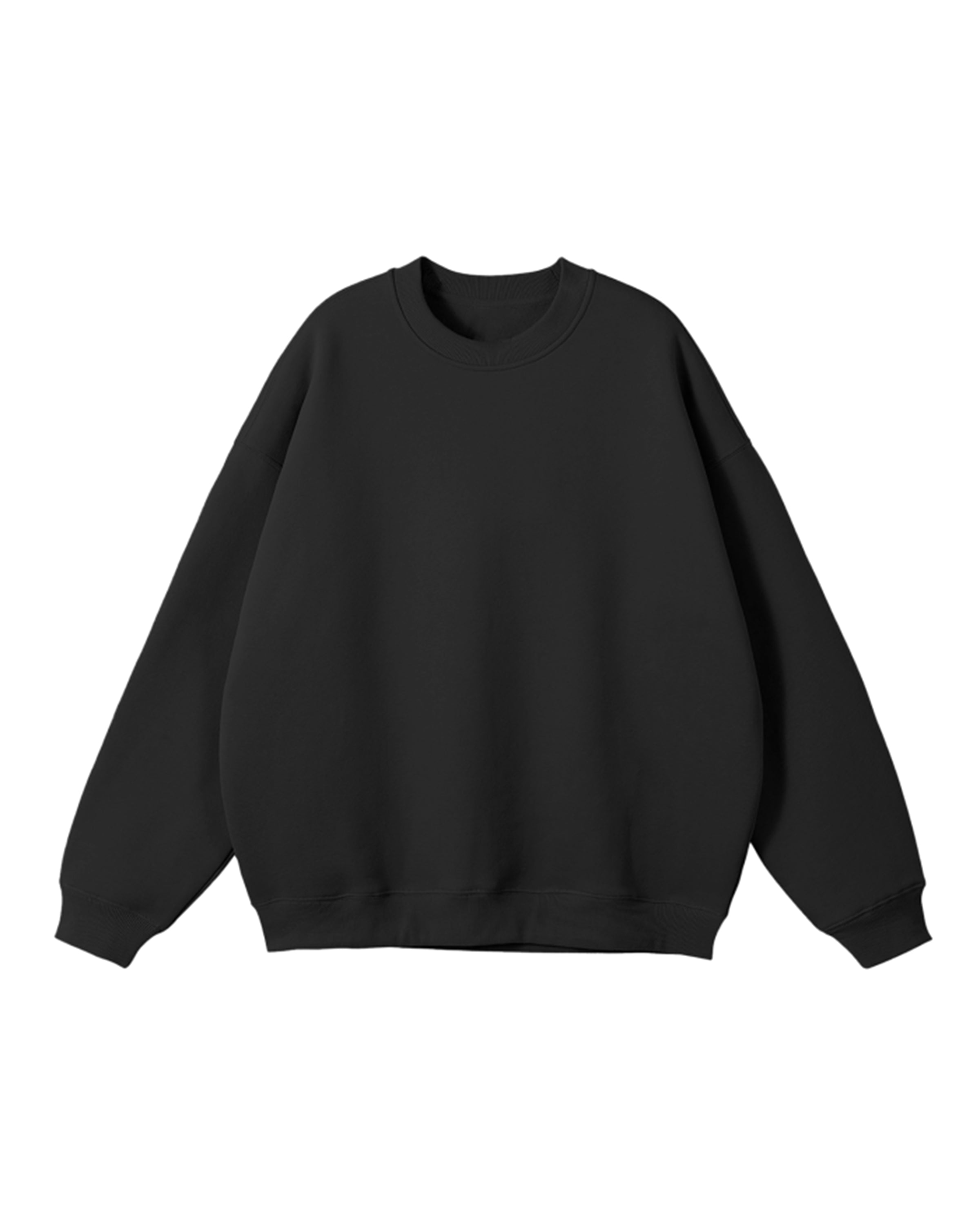 Black Streetwear Unisex Fleeced Sweatshirt Front Mockup - Hanggerrz