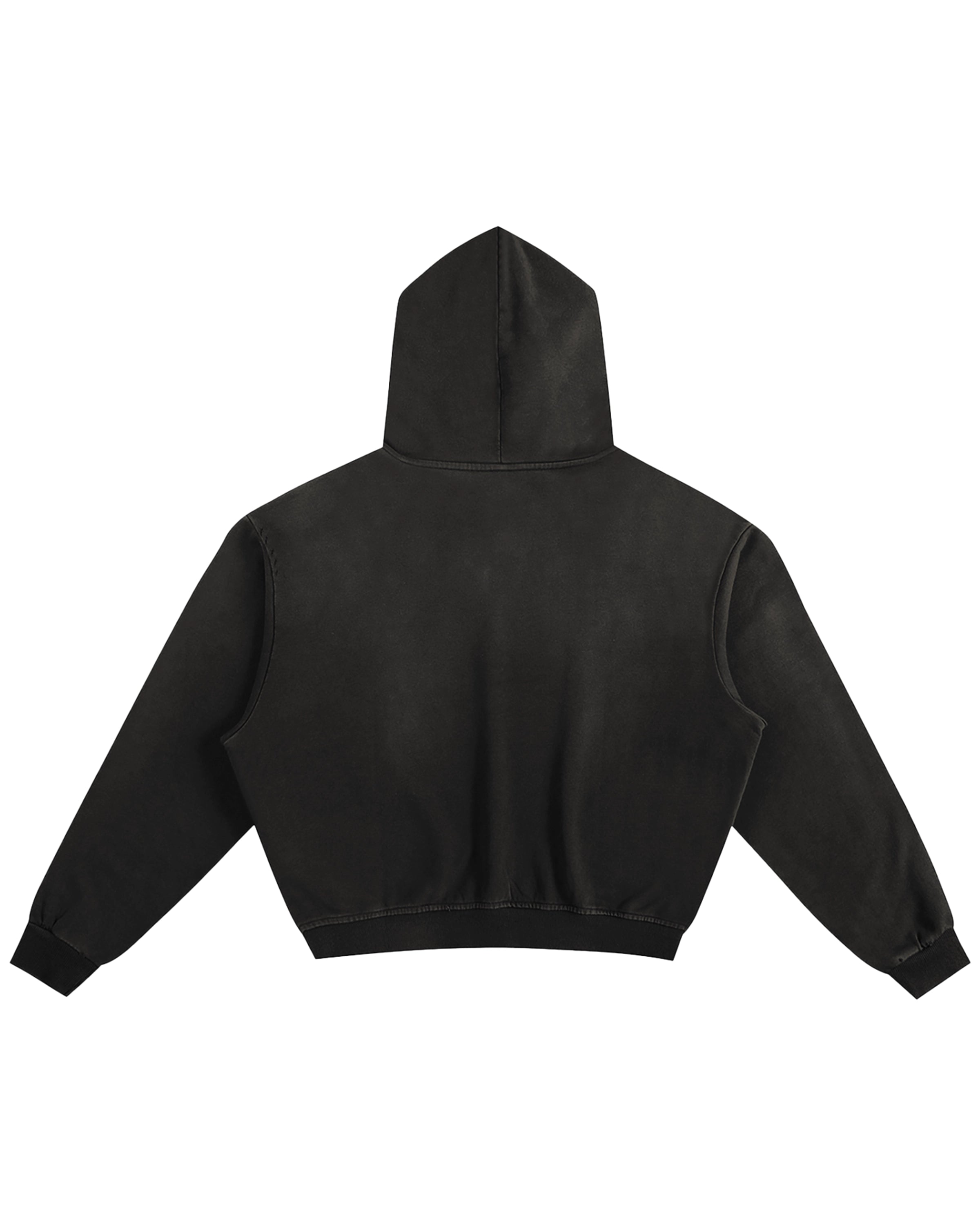 Black Sunfade Boxy Unisex Hoodie Back Mockup - Hanggerrz