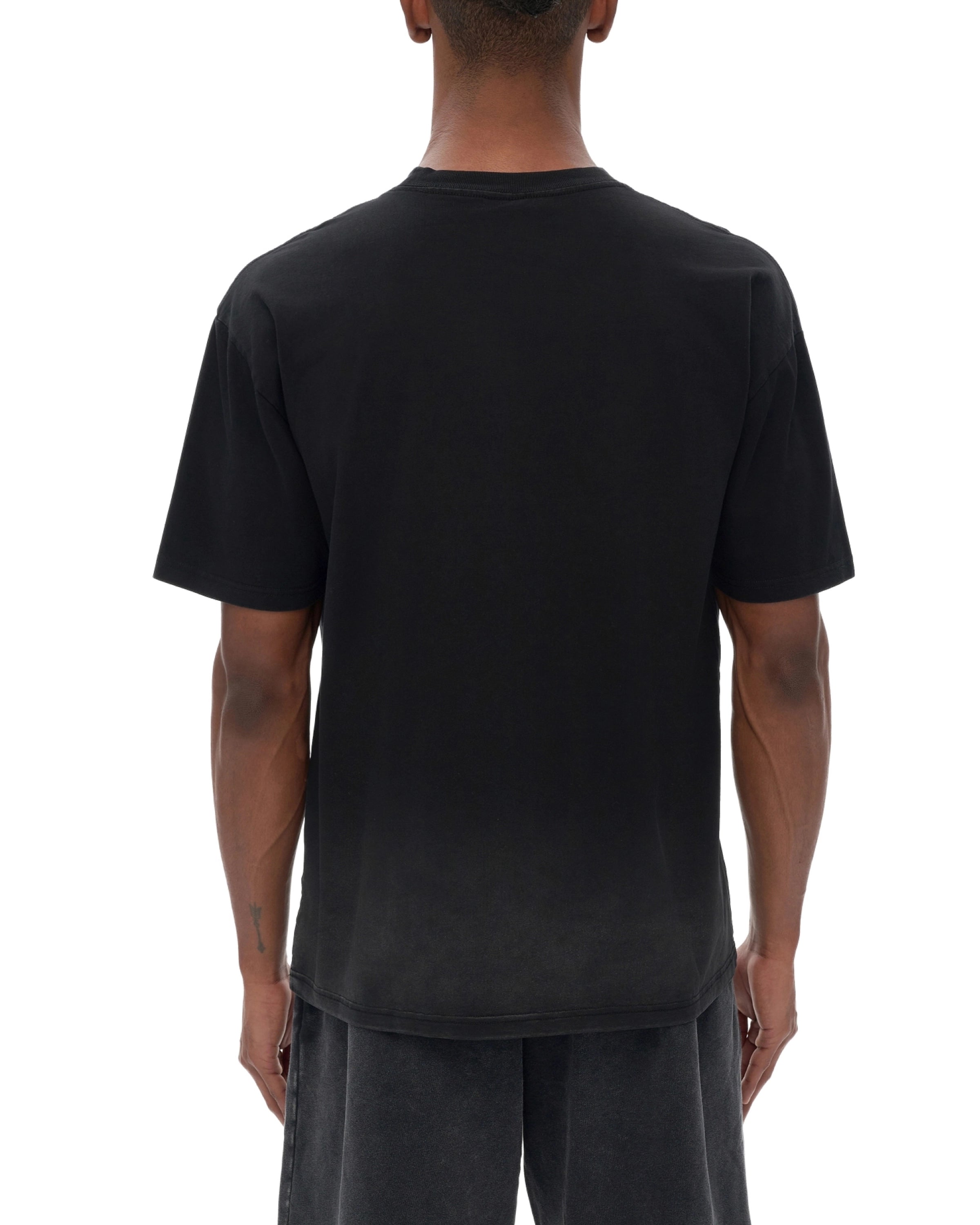 Black Sunfade Vintage Washed Gradient T-Shirt Back - Hanggerrz