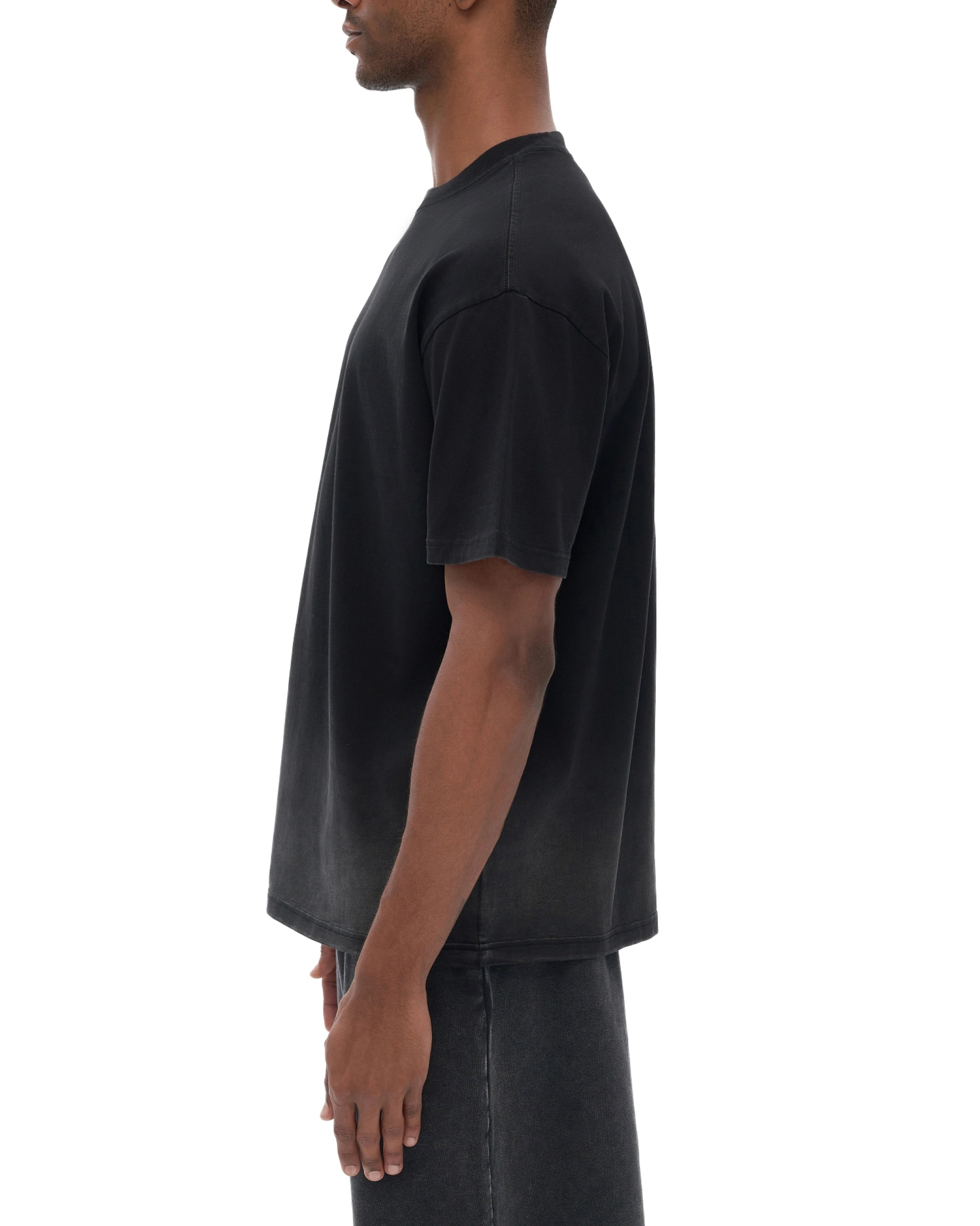 Black Sunfade Vintage Washed Gradient T-Shirt Side Look - Hanggerrz