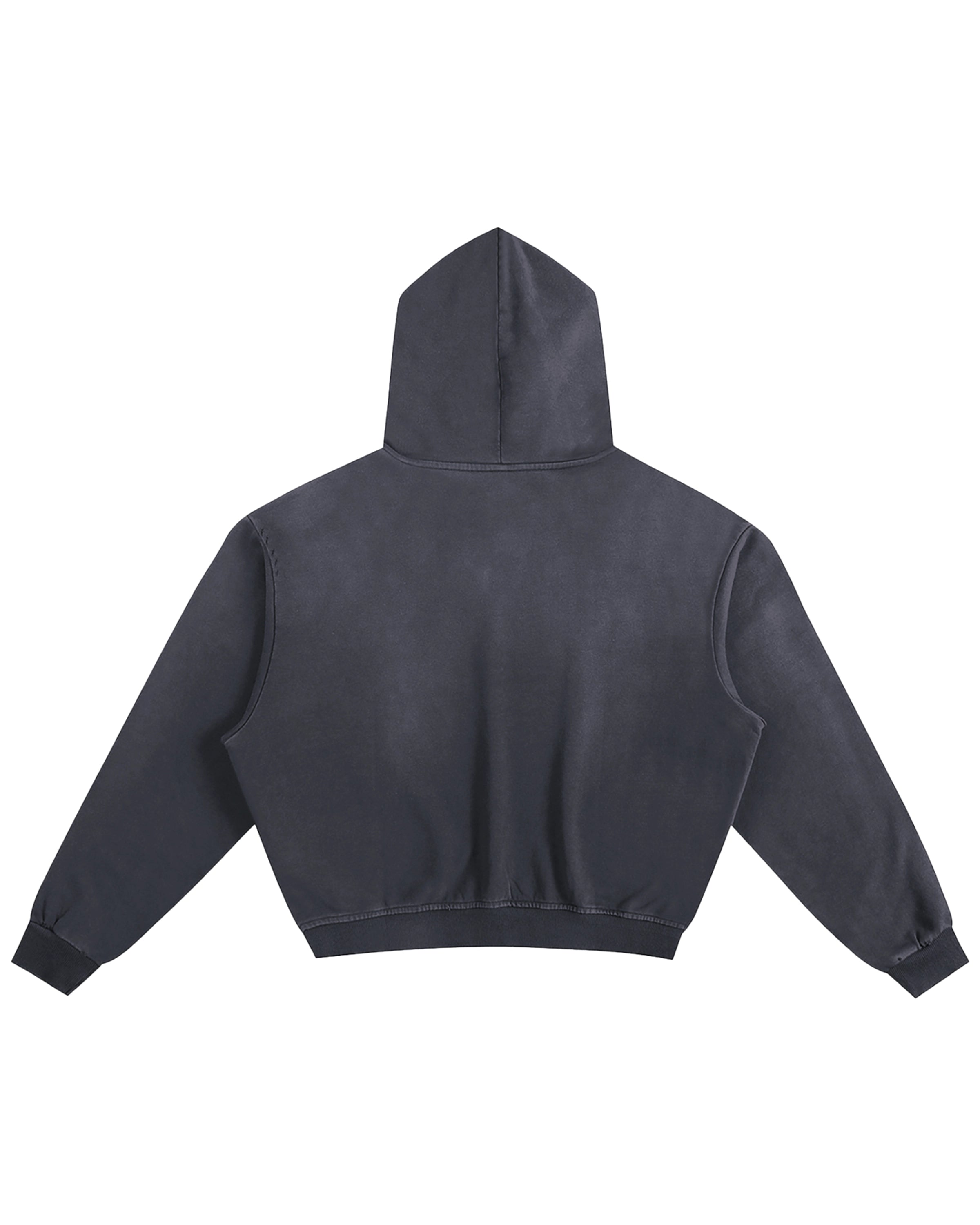 Blue Sunfade Boxy Unisex Hoodie Back Mockup - Hanggerrz