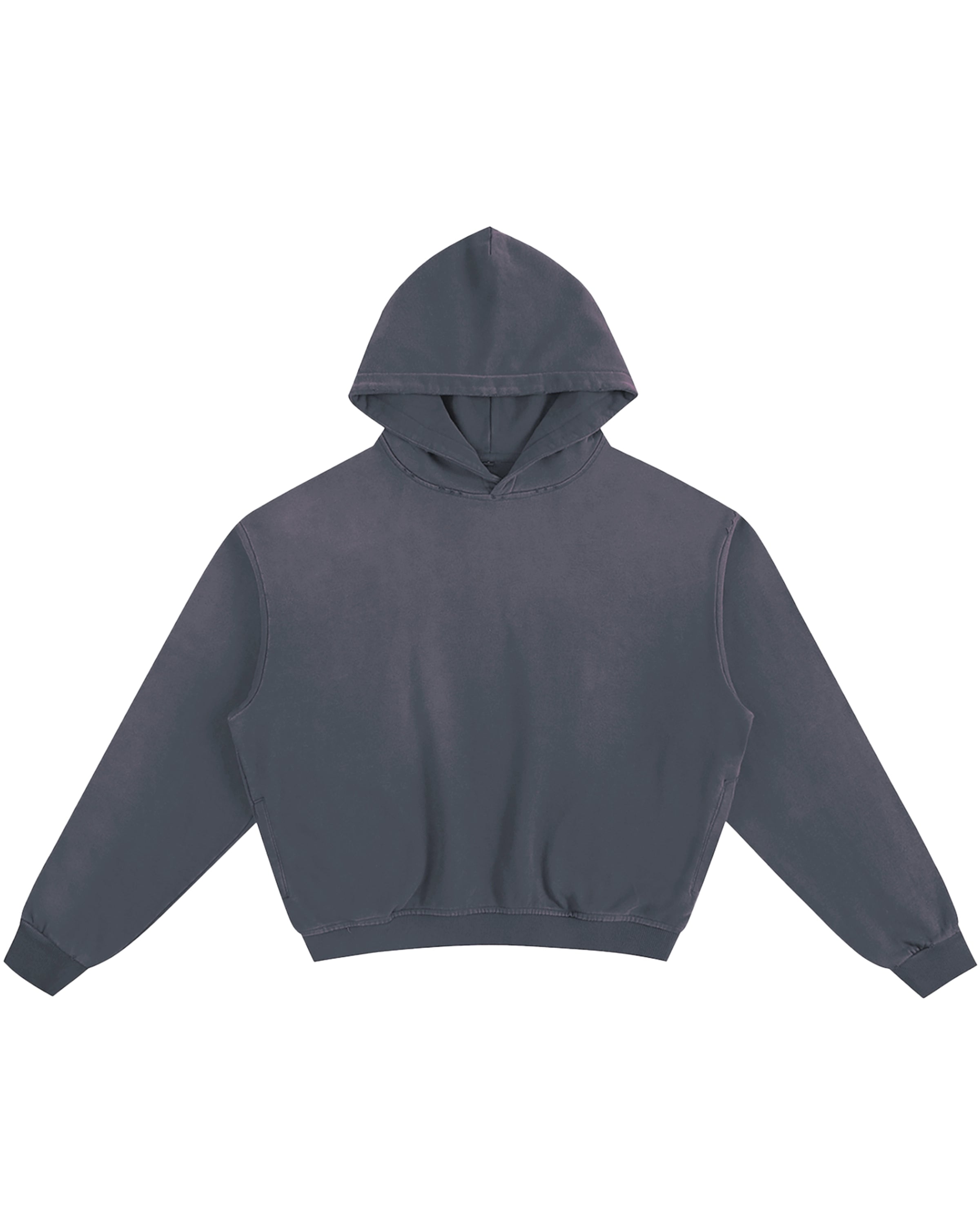 Blue Sunfade Boxy Unisex Hoodie Front Mockup - Hanggerrz