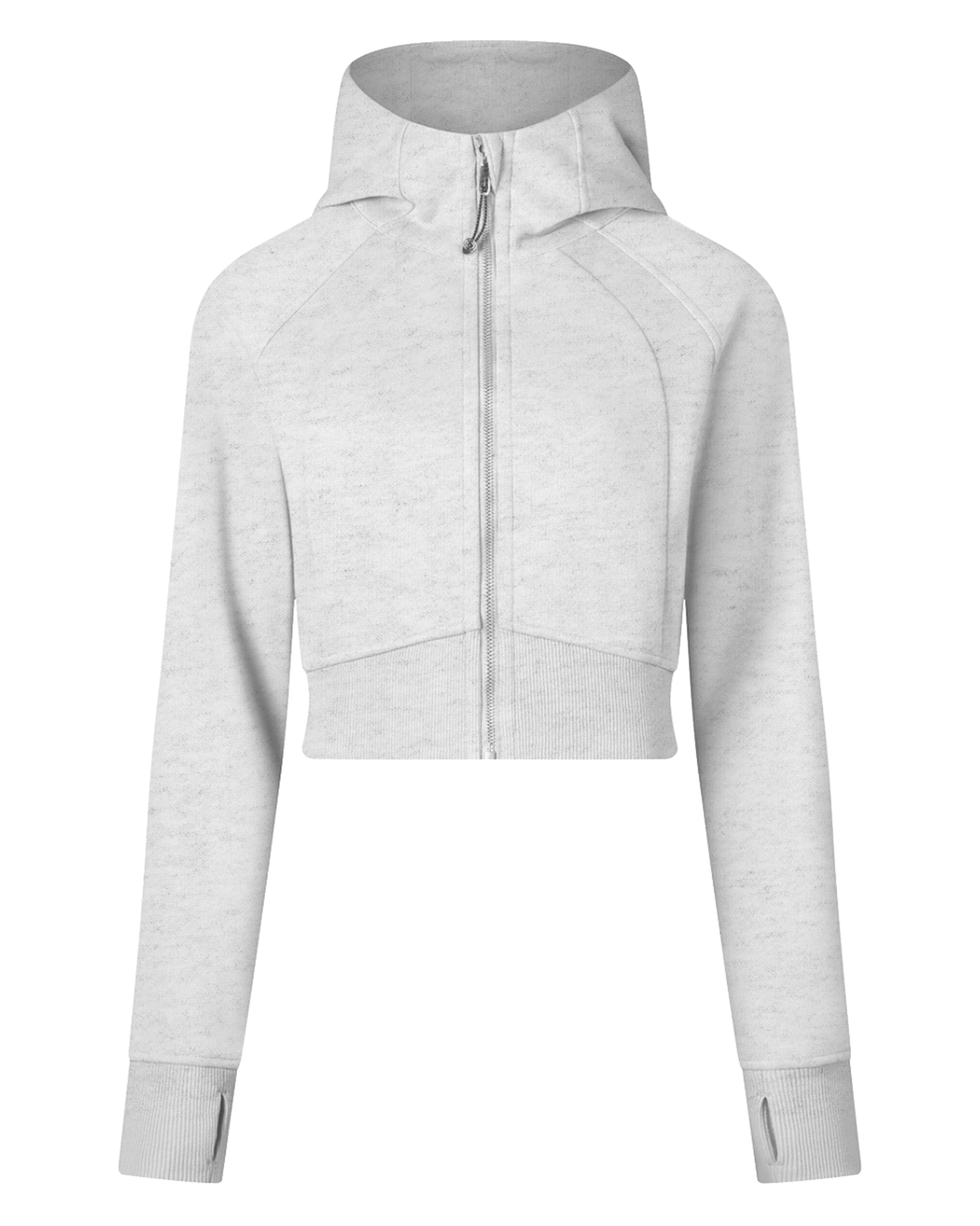 Cold Gray Cropped Zip-Through Hoodie For Women Front Mockup - Hanggerrz