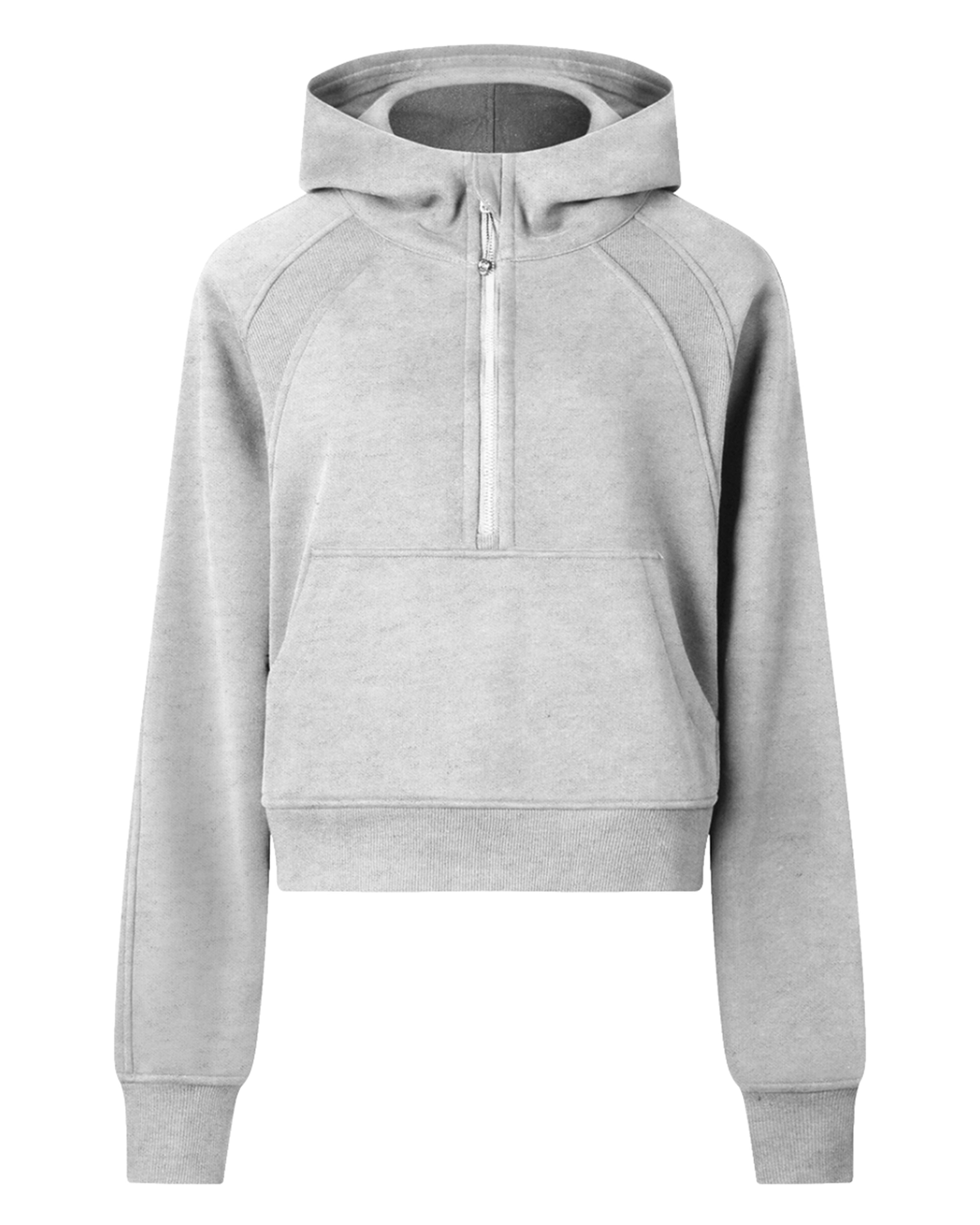 Cold Gray Women's Half-Zip Cropped Hoodie Front Mockup - Hanggerrz