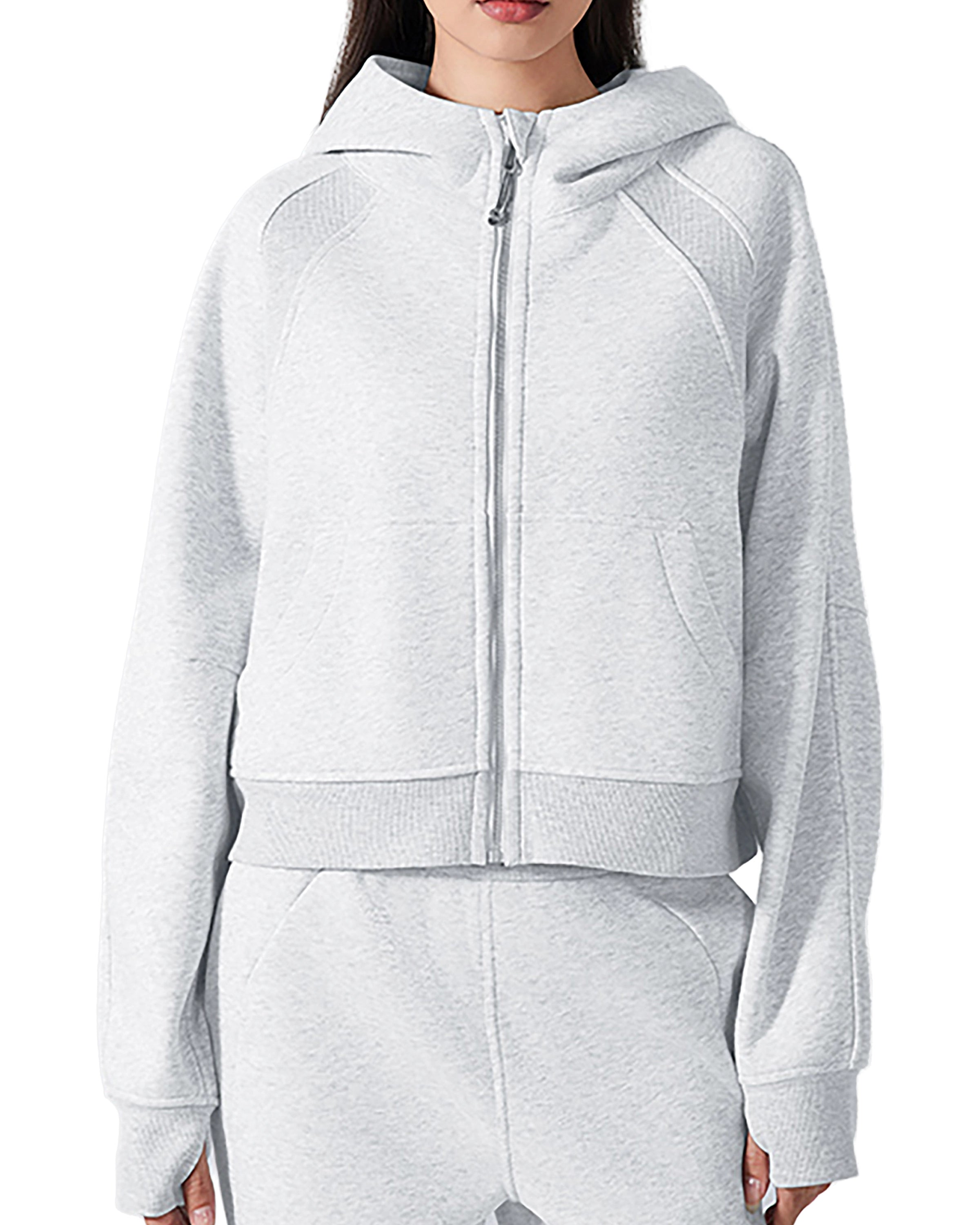 Women's Zip-Through Cropped Hoodie Front Look - Hanggerrz