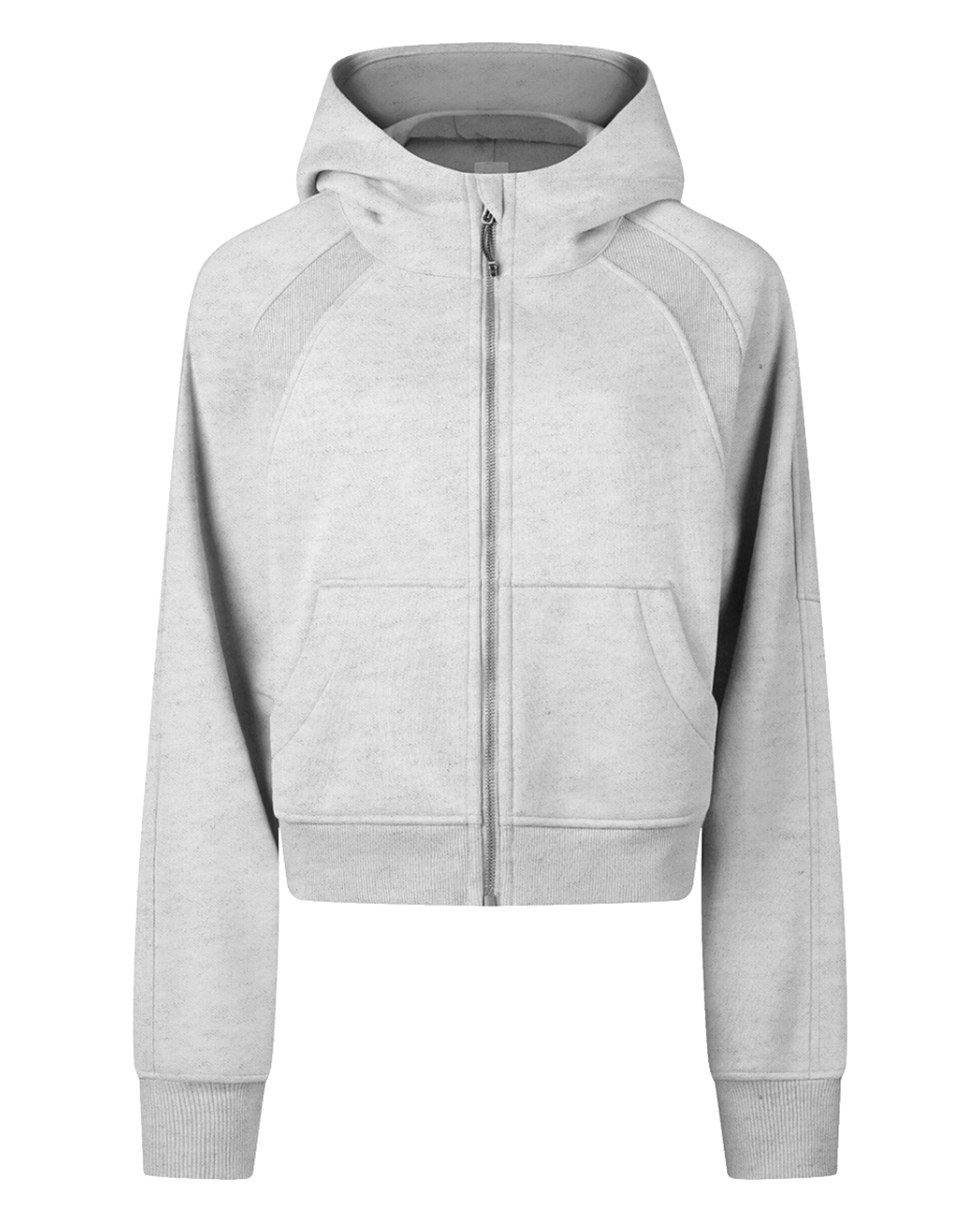 Cold Gray Women's Zip-Through Cropped Hoodie Front Mockup - Hanggerrz