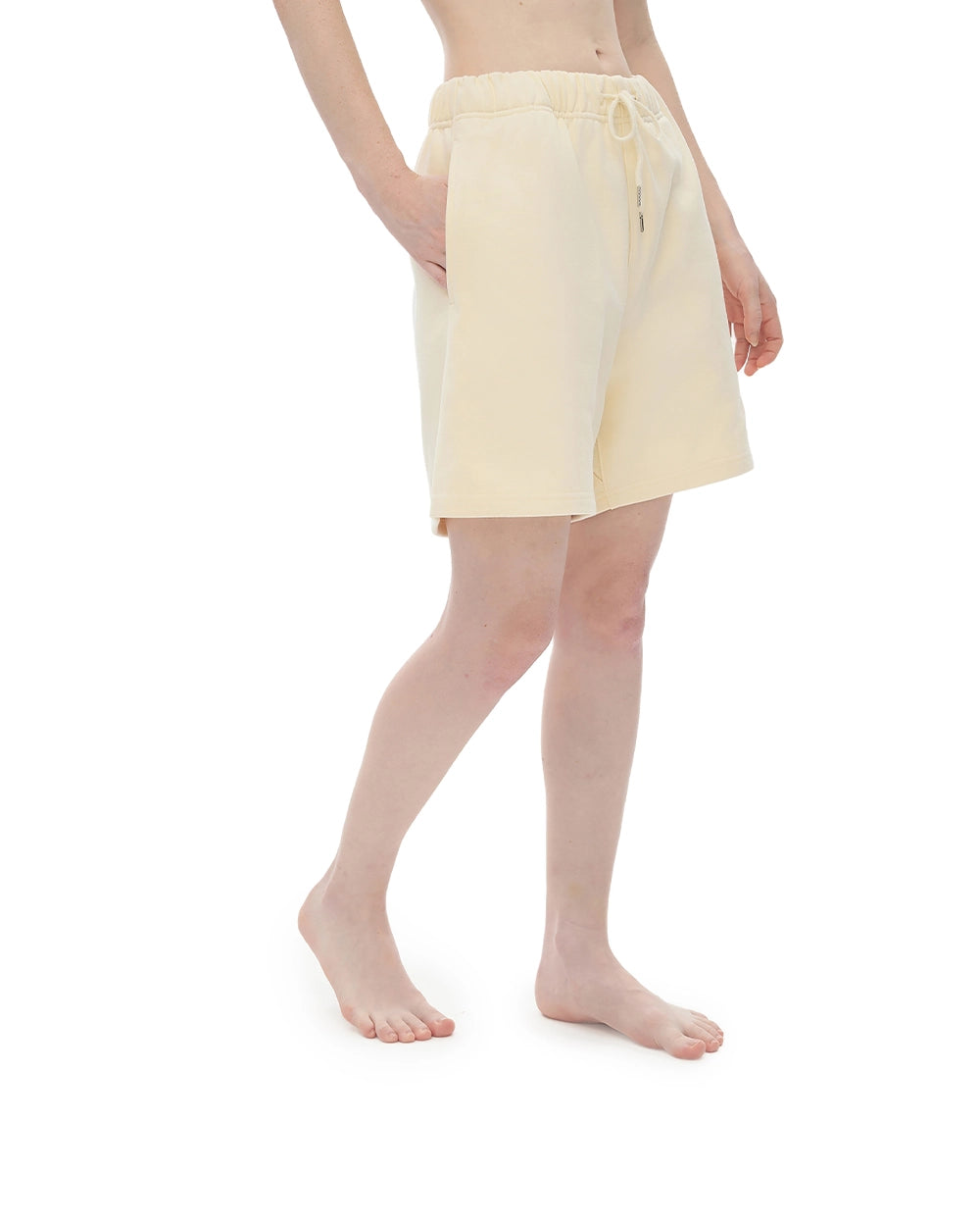 Cream Heavyweight Loose Fit Fleece Unisex Shorts - Hanggerrz