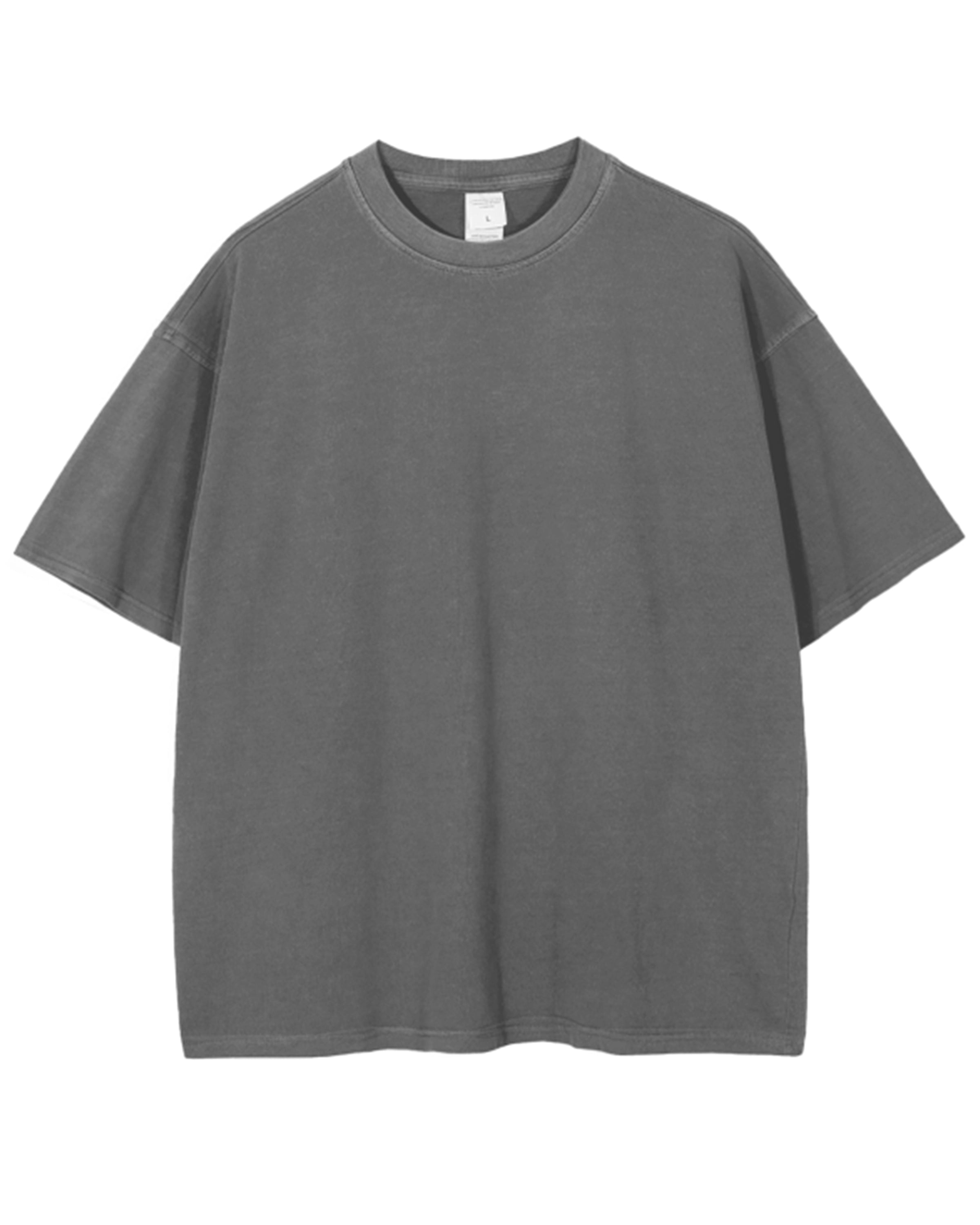 Dark Gray Streetwear Enzyme Washed Drop Shoulder T-Shirt Front Mockup - Hanggerrz
