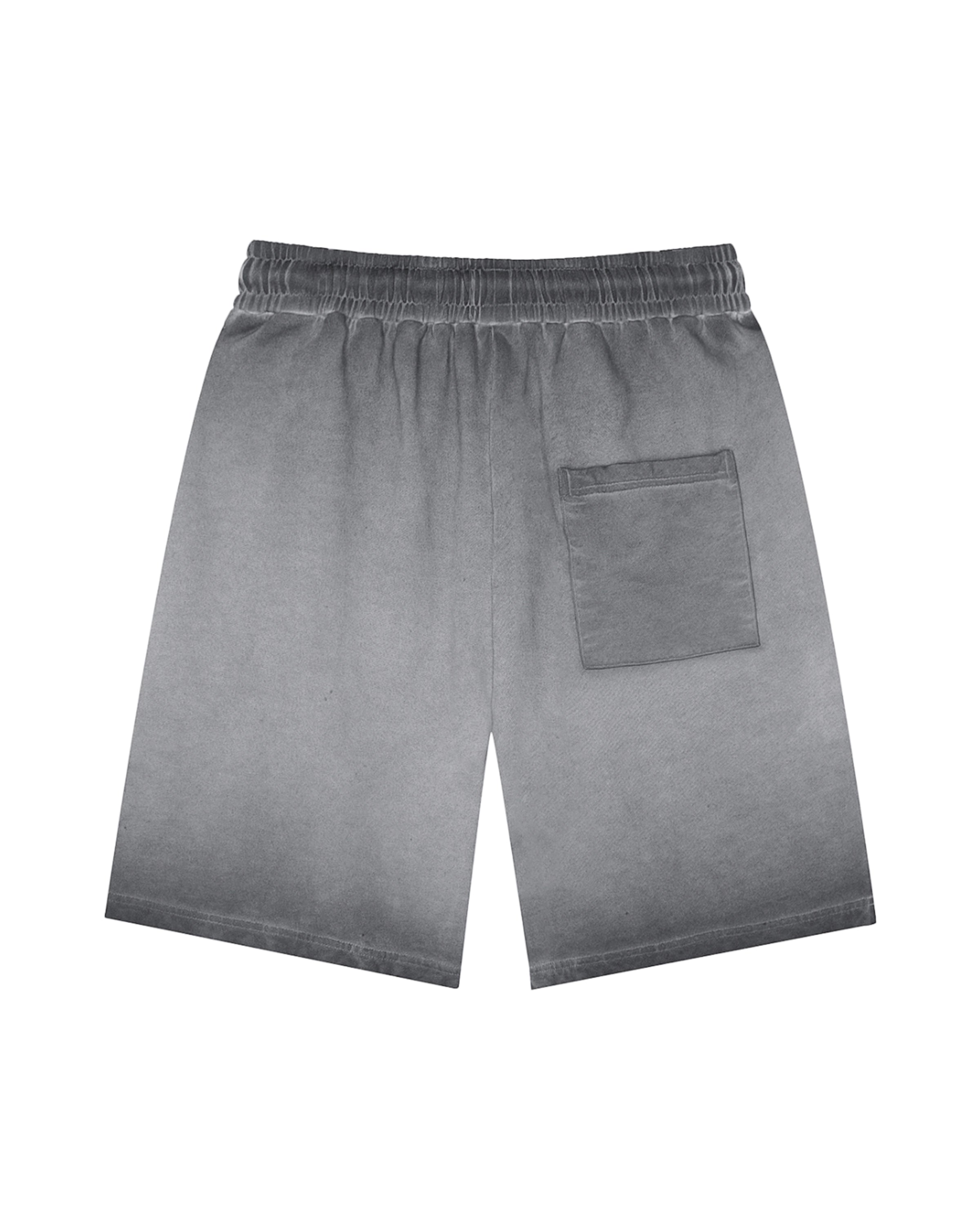 Dark Gray Streetwear Reverse Dyed Sweatshorts Back Mockup - Hanggerrz