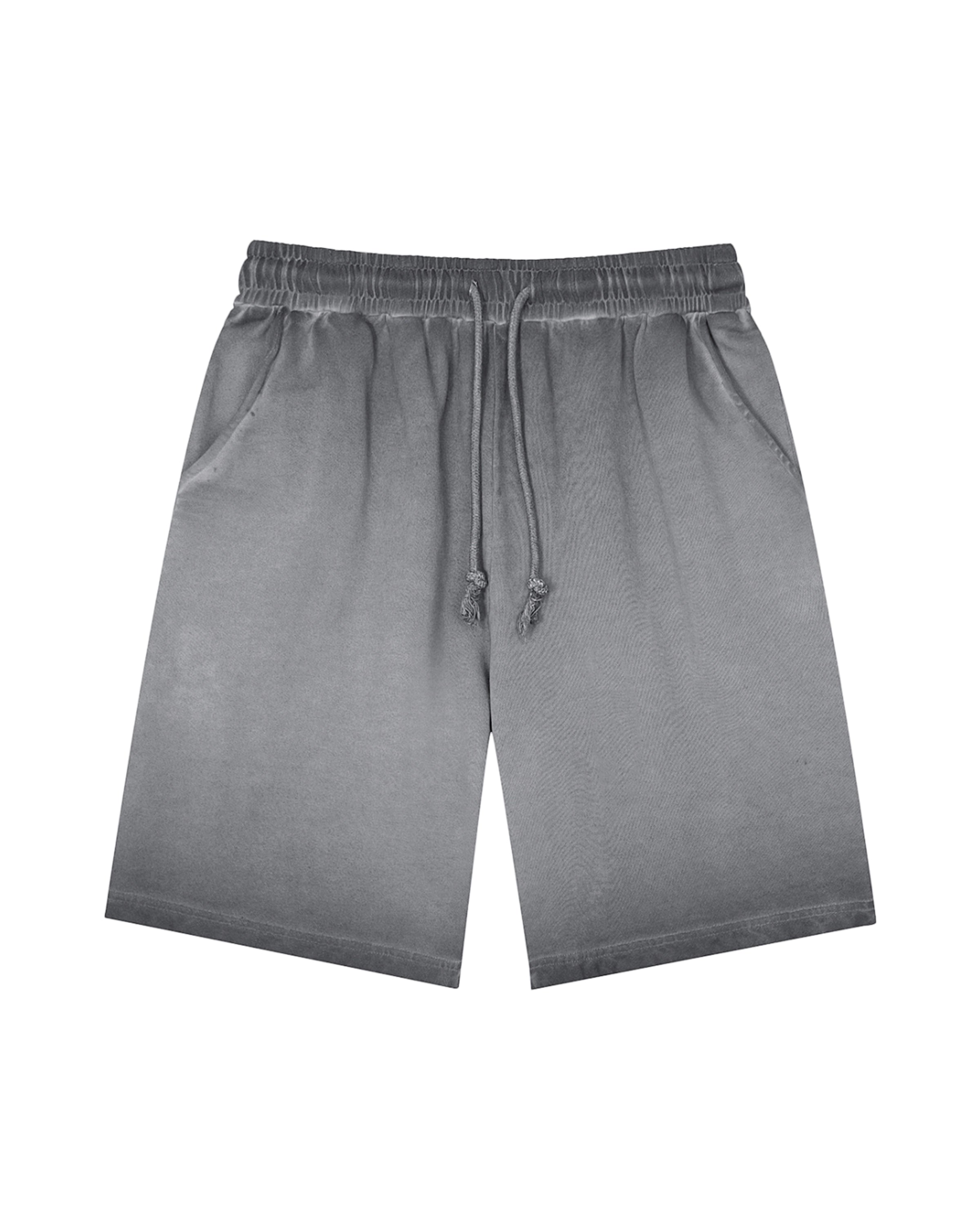 Dark Gray Streetwear Reverse Dyed Sweatshorts Front Mockup - Hanggerrz