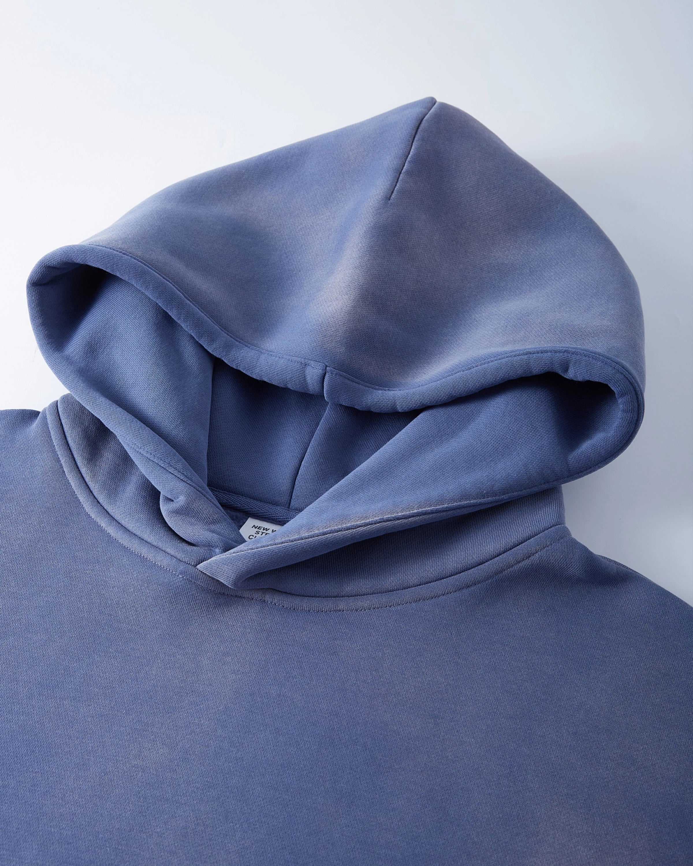 Denim Blue Streetwear Sunfade Fleeced Hoodie - Hanggerrz