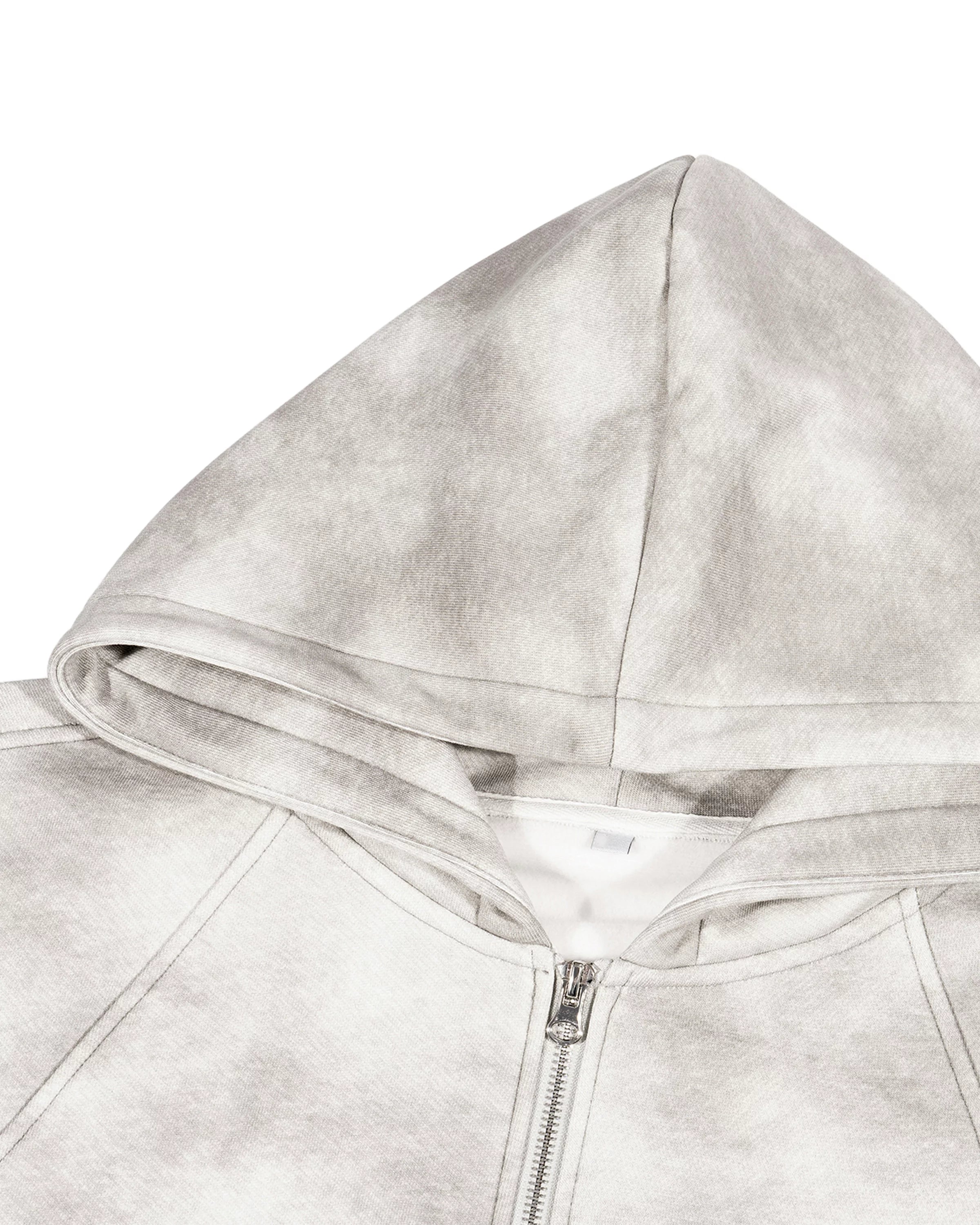 Dirty Washed Boxy Zip-up Fleece Hoodie Hood - Hanggerrz