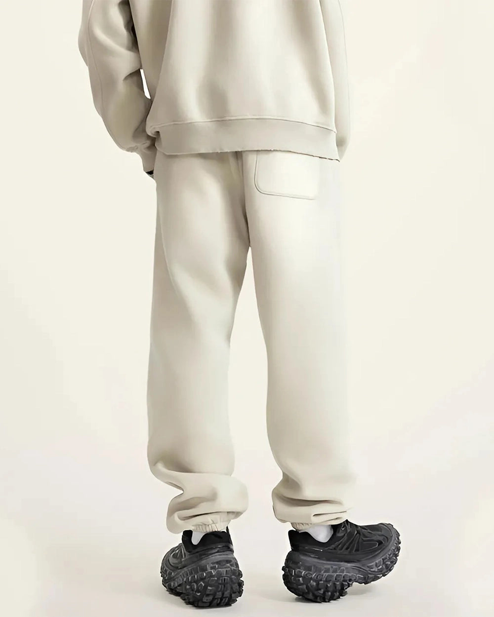 Gray Camel Streetwear Sunfade Fleeced Jogger Back View - Hanggerrz