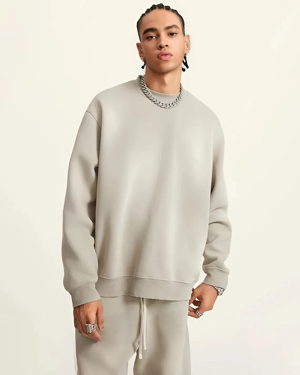 Gray Camel Streetwear Sunfade Fleeced Sweatshirt - Hanggerrz