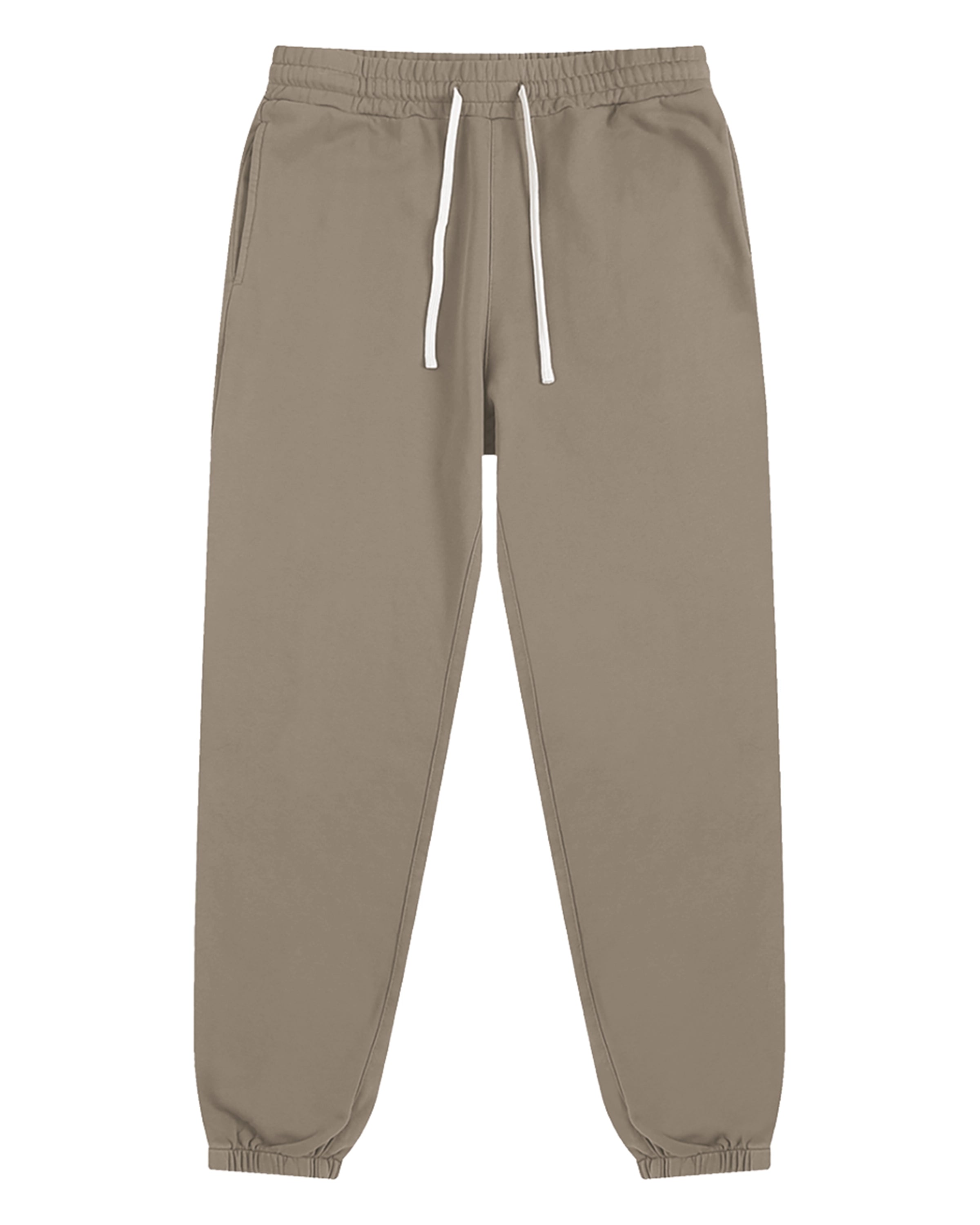 Gray Coffee Pure Cotton Essential Unisex Joggers Front Mockup - Hanggerrz