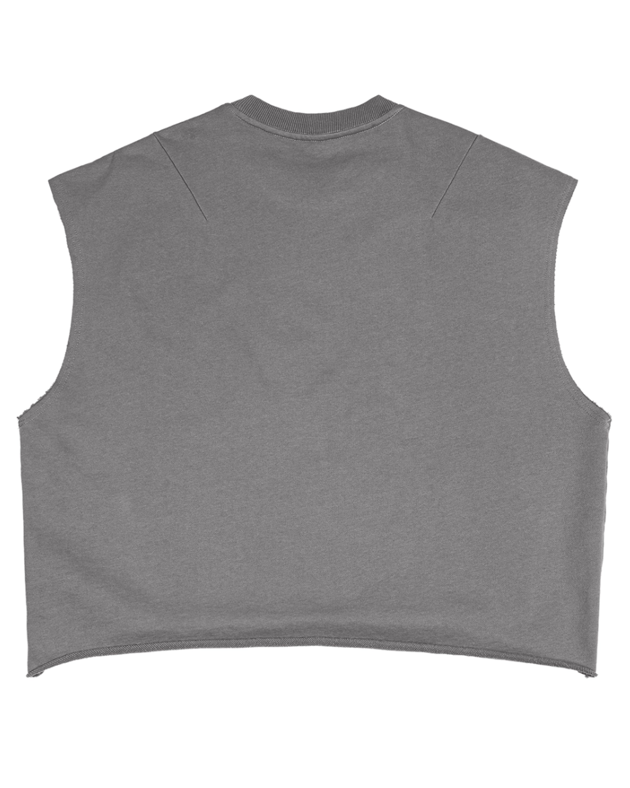 Gray French Terry Streetwear Boxy Tank Top Back Mockup - Hanggerrz