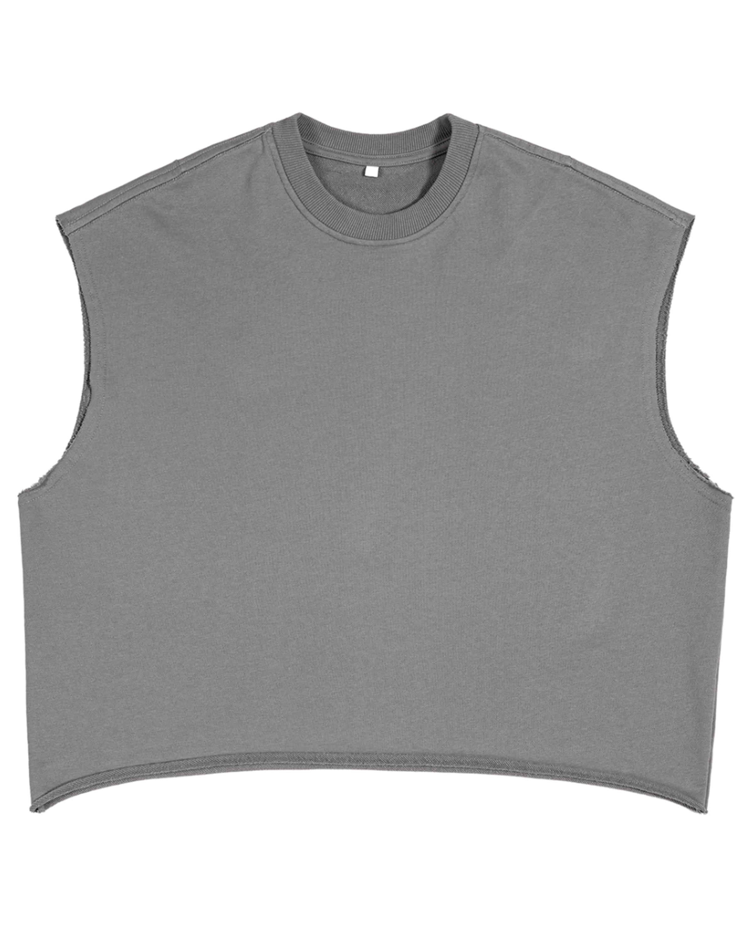 Gray French Terry Streetwear Boxy Tank Top Front Mockup - Hanggerrz