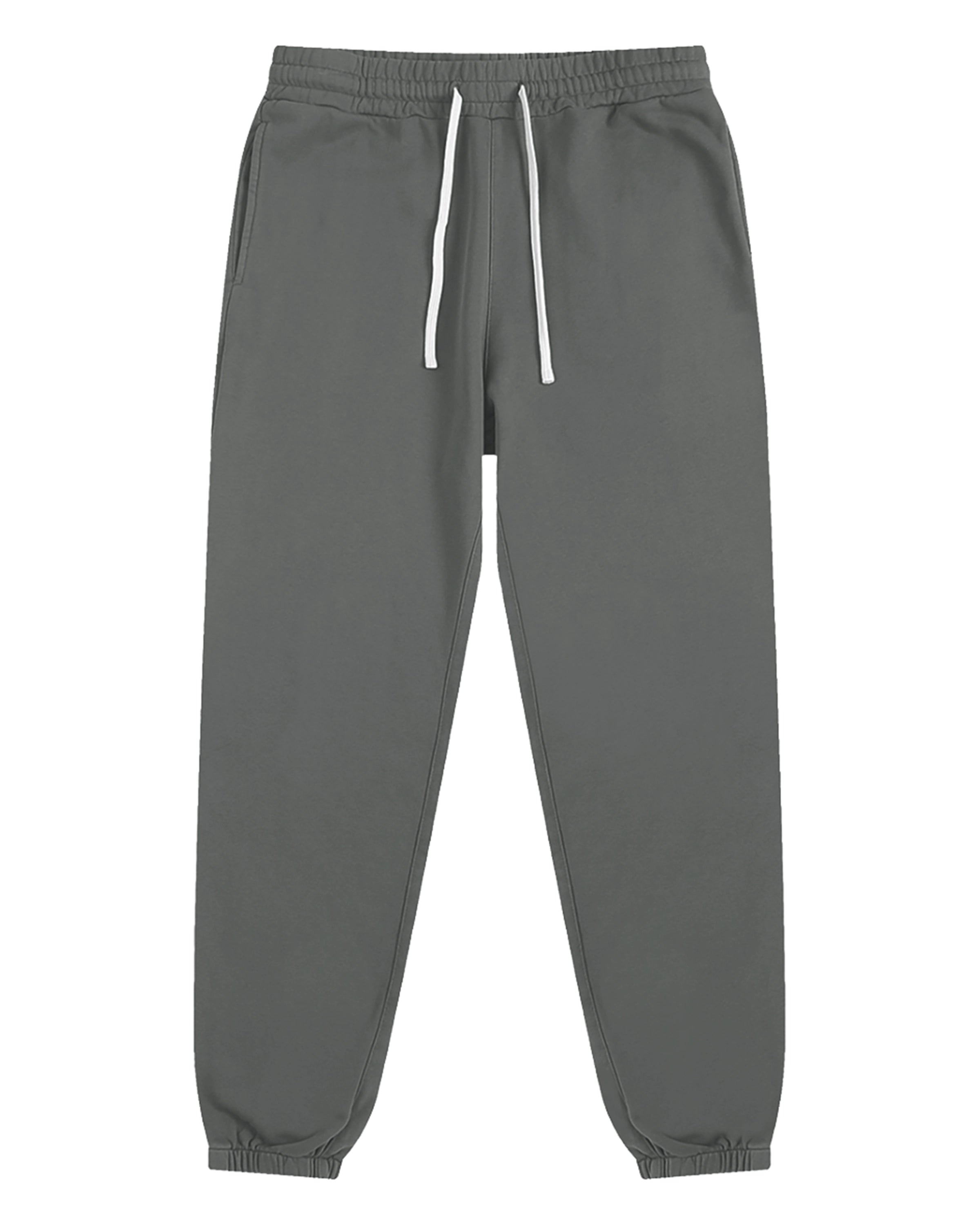 Gray Pure Cotton Essential Unisex Joggers Front Mockup - Hanggerrz