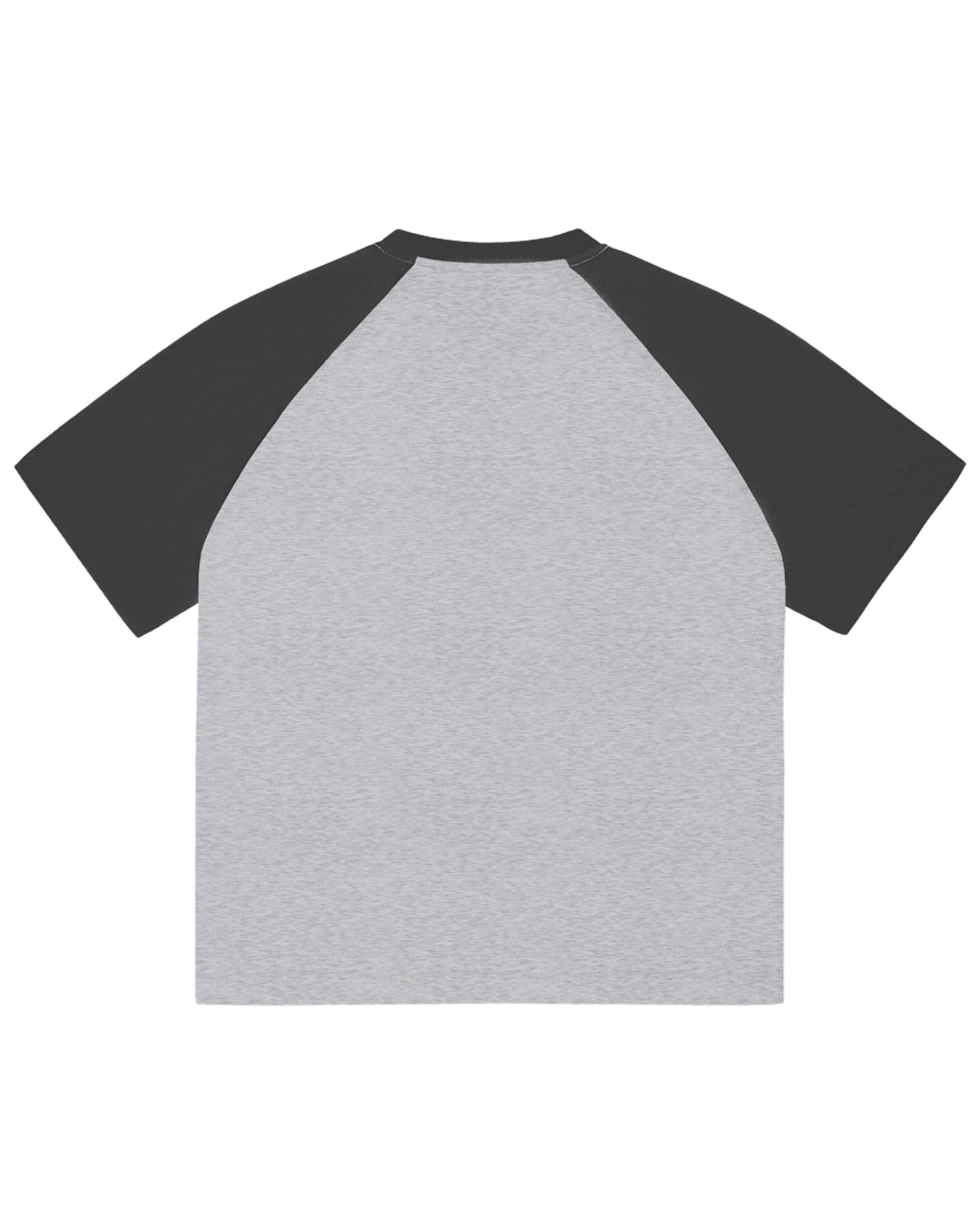 Gray with Dark Gray Color-Blocked Raglan Sleeve T-shirt Back Mockup -  Hanggerrz