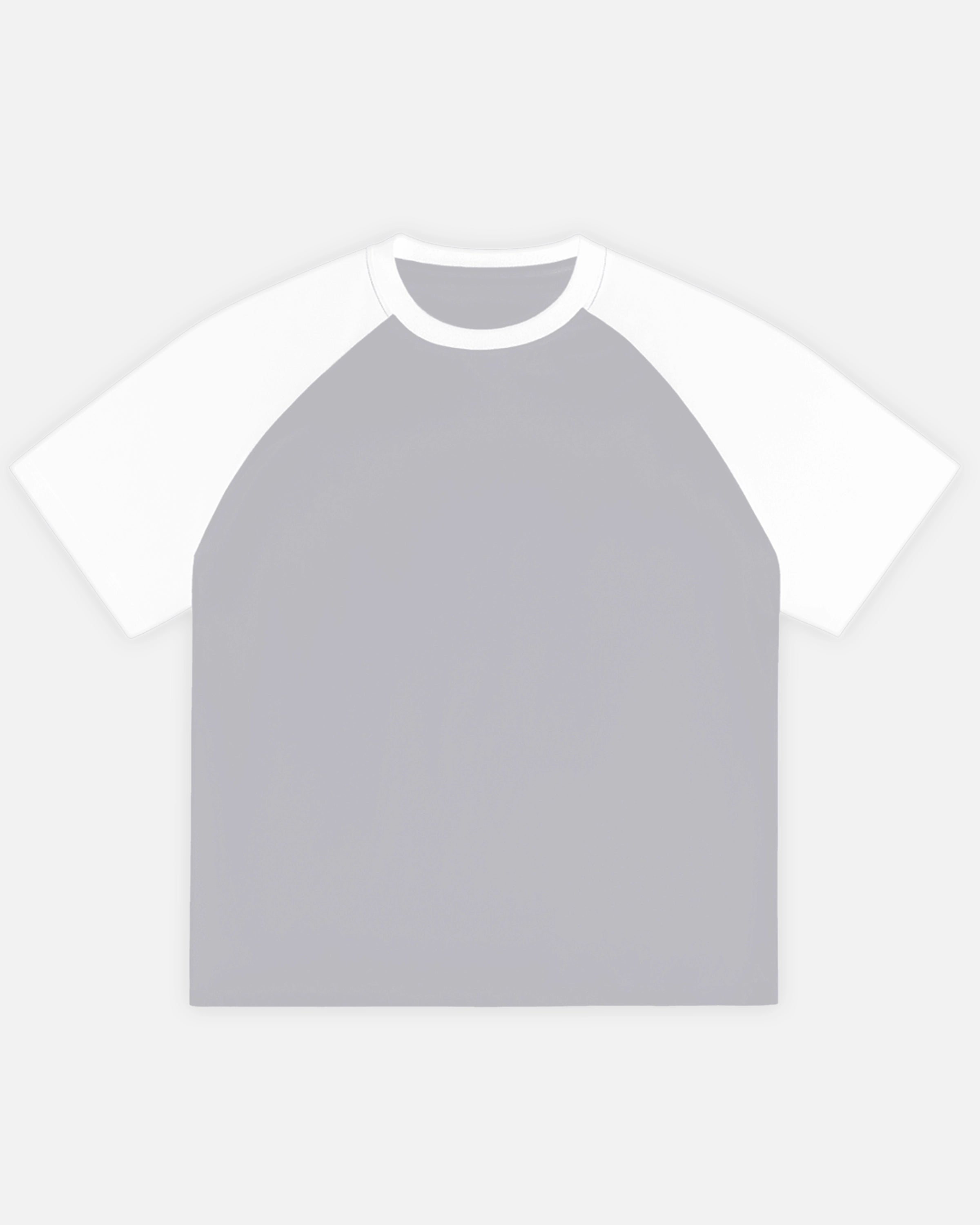 Gray with White Color-Blocked Raglan Sleeve T-shirt Front Mockup - Hanggerrz