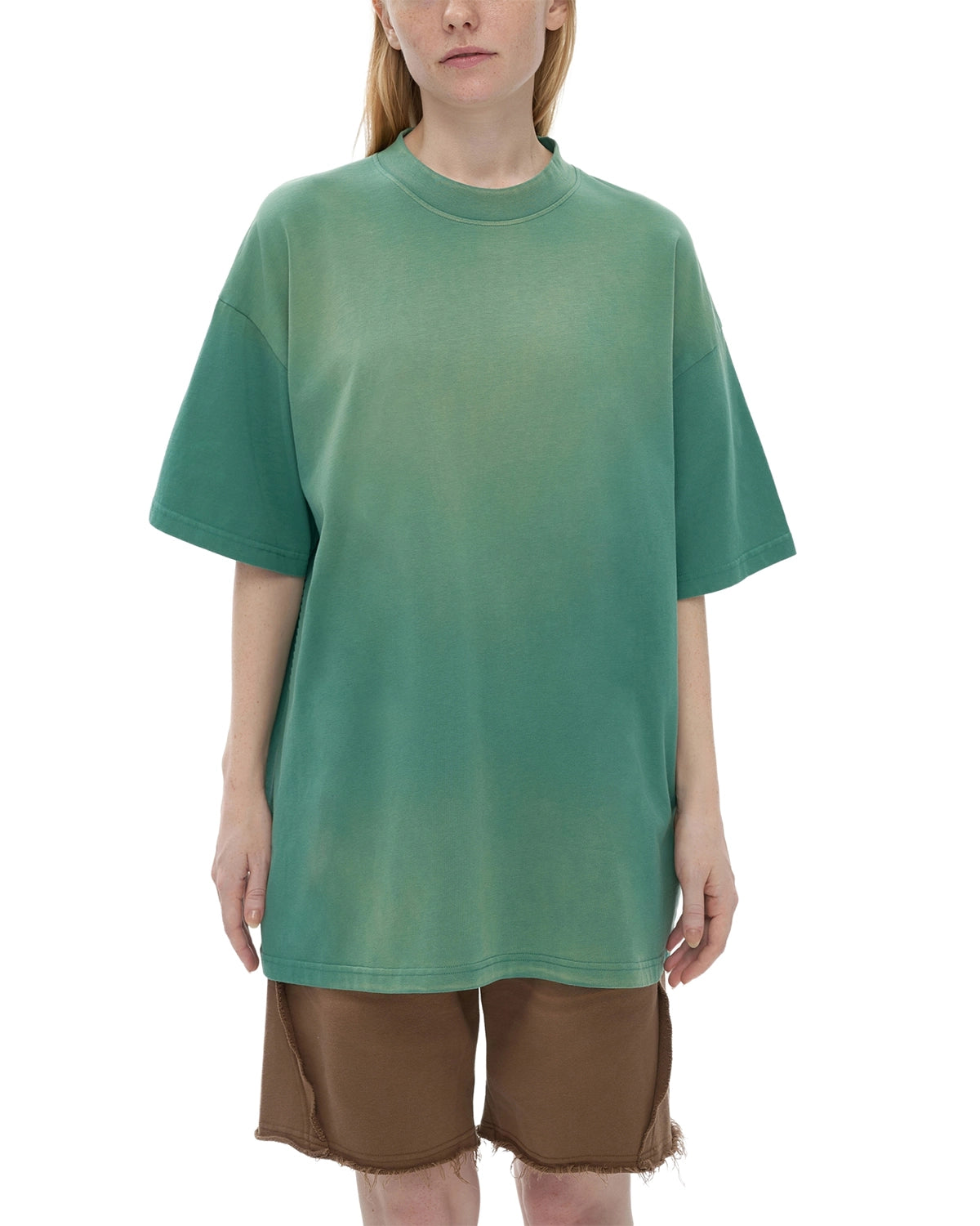 Green Monkey Washed All-Over Drop Shoulder T-Shirt - Hanggerrz