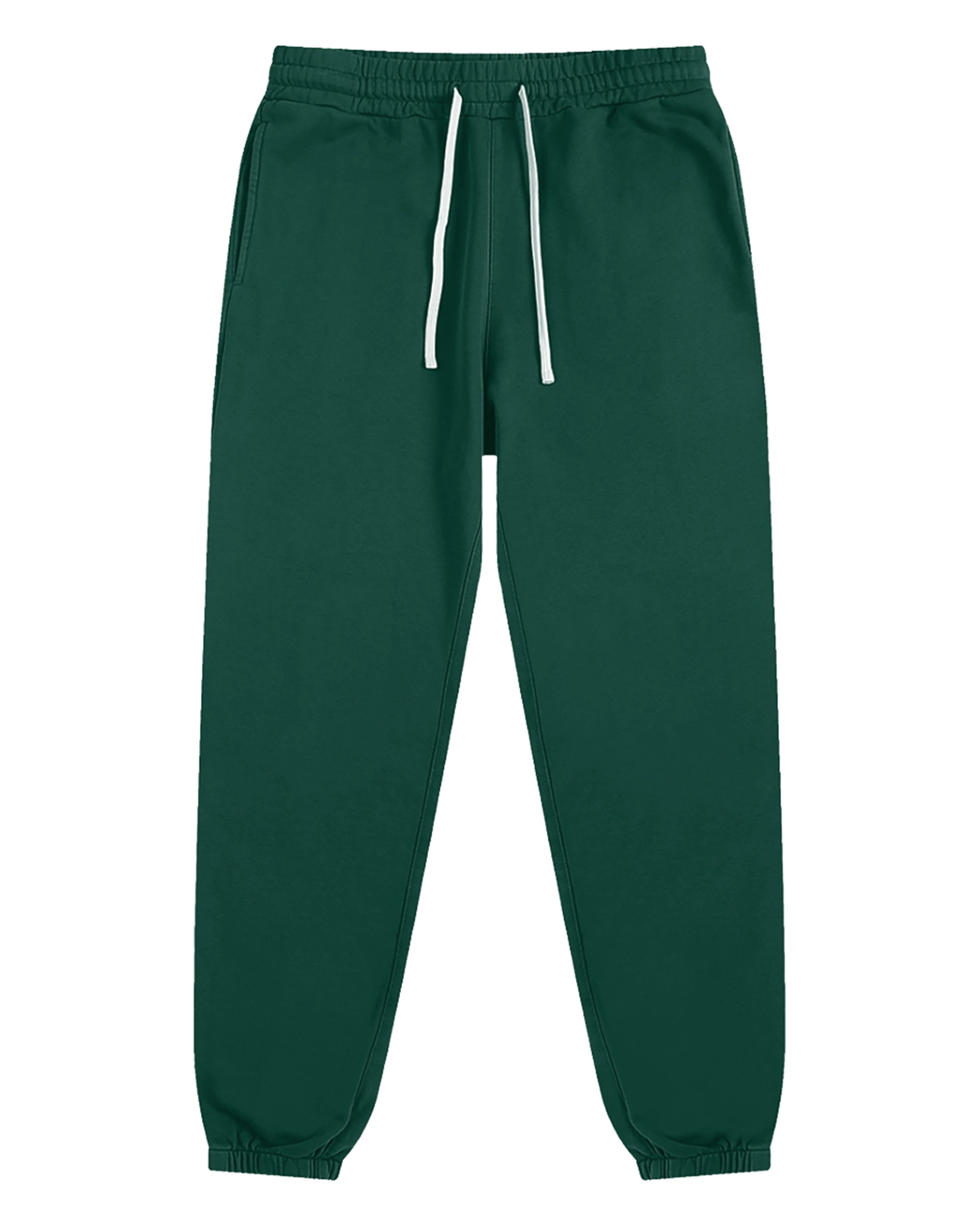 Green Pure Cotton Essential Unisex Joggers Front Mockup - Hanggerrz