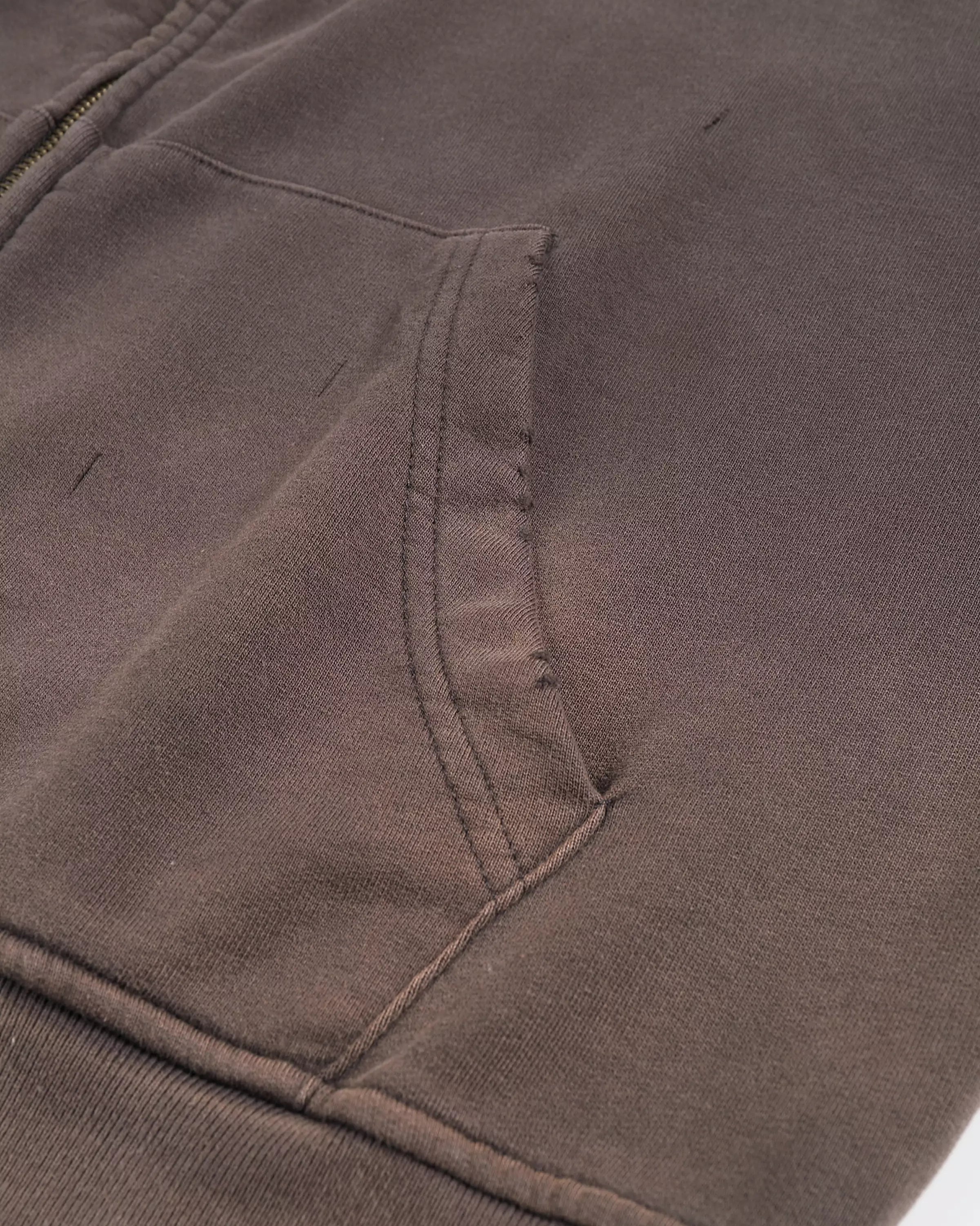 Hand-Frayed Sunfade Zip Hoodie Pocket - Hanggerrz